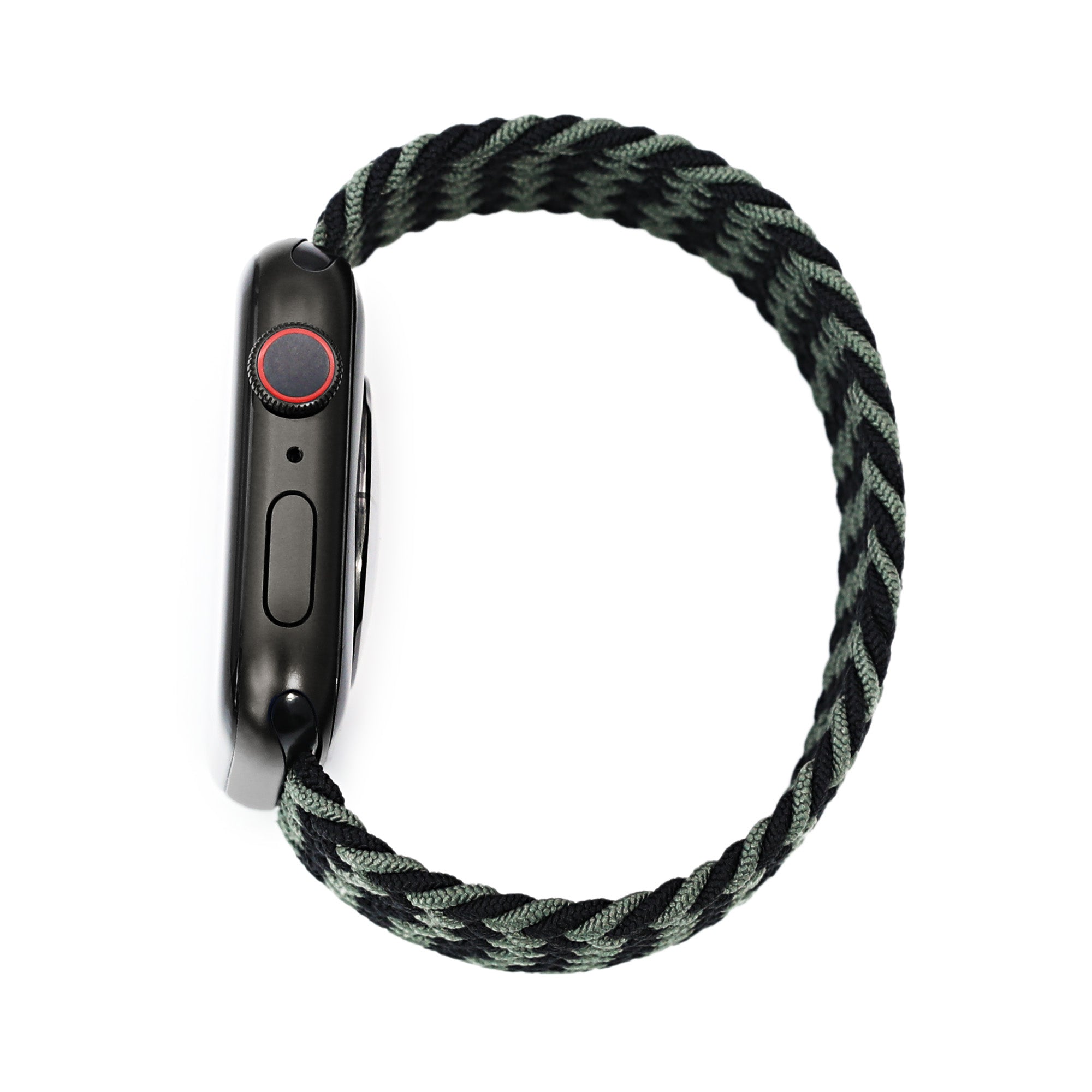 Stretchable Black-Green Solo Loop Braided Apple Watch Band for 44mm / 42mm models Strapcode Watch Bands