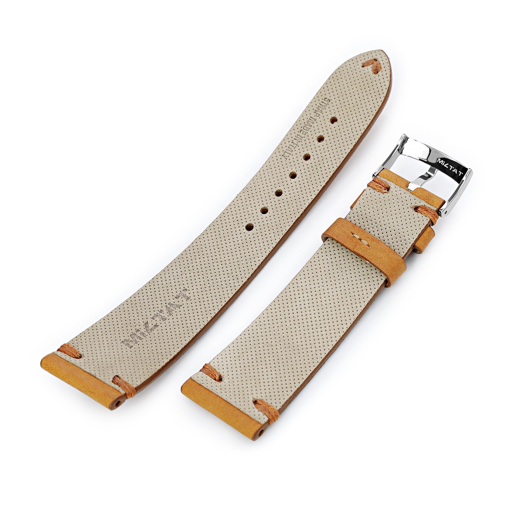 Artisan Tan Italian Handmade Leather Watch Band, P Buckle, 20mm or 22mm Strapcode Watch Bands
