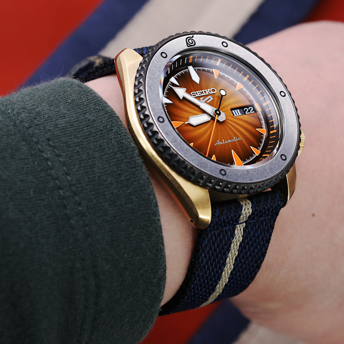 Seiko 5 Sports SBSA092 SRPF70K1 Naruto &amp; Boruto Limited 6500, NARUTO Strapcode Watch Bands