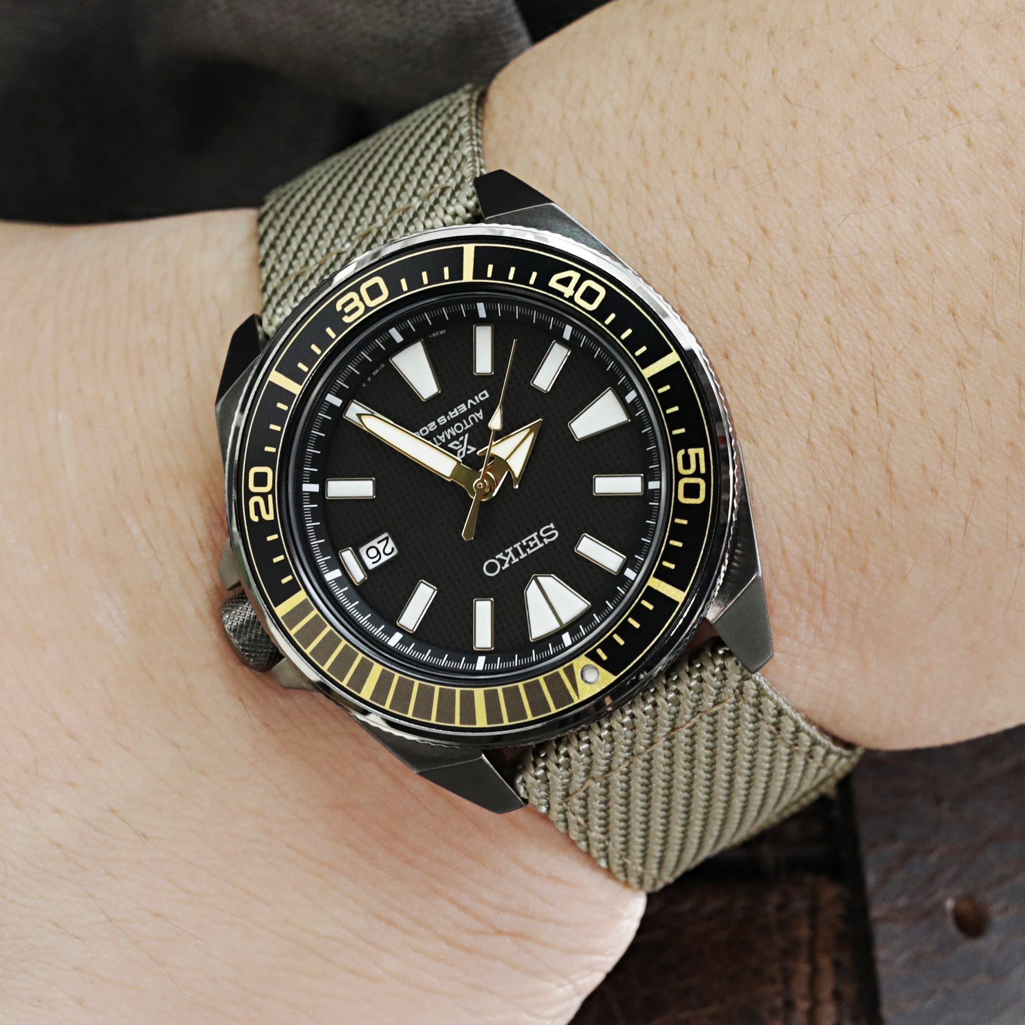 Seiko Samurai Prospex Automatic Dive Watch SRPB55K1 PVD Black  Strapcode Watch Bands