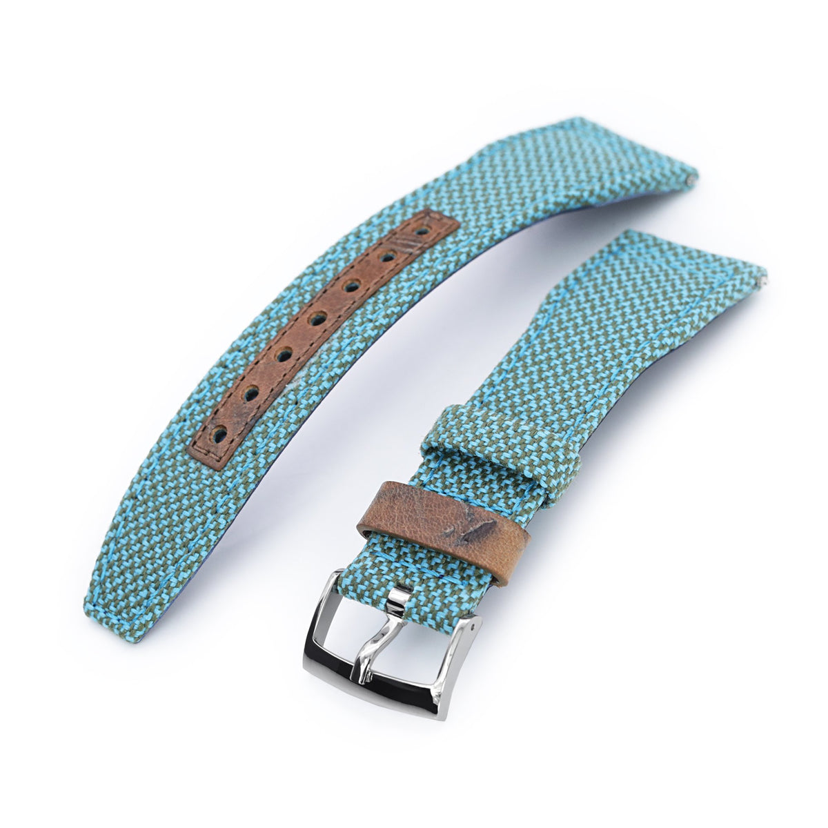 Q.R. Pilot watch strap 20mm or 22mm Revive Watch Band in Blue Mixed GreenStrapcode Watch Bands