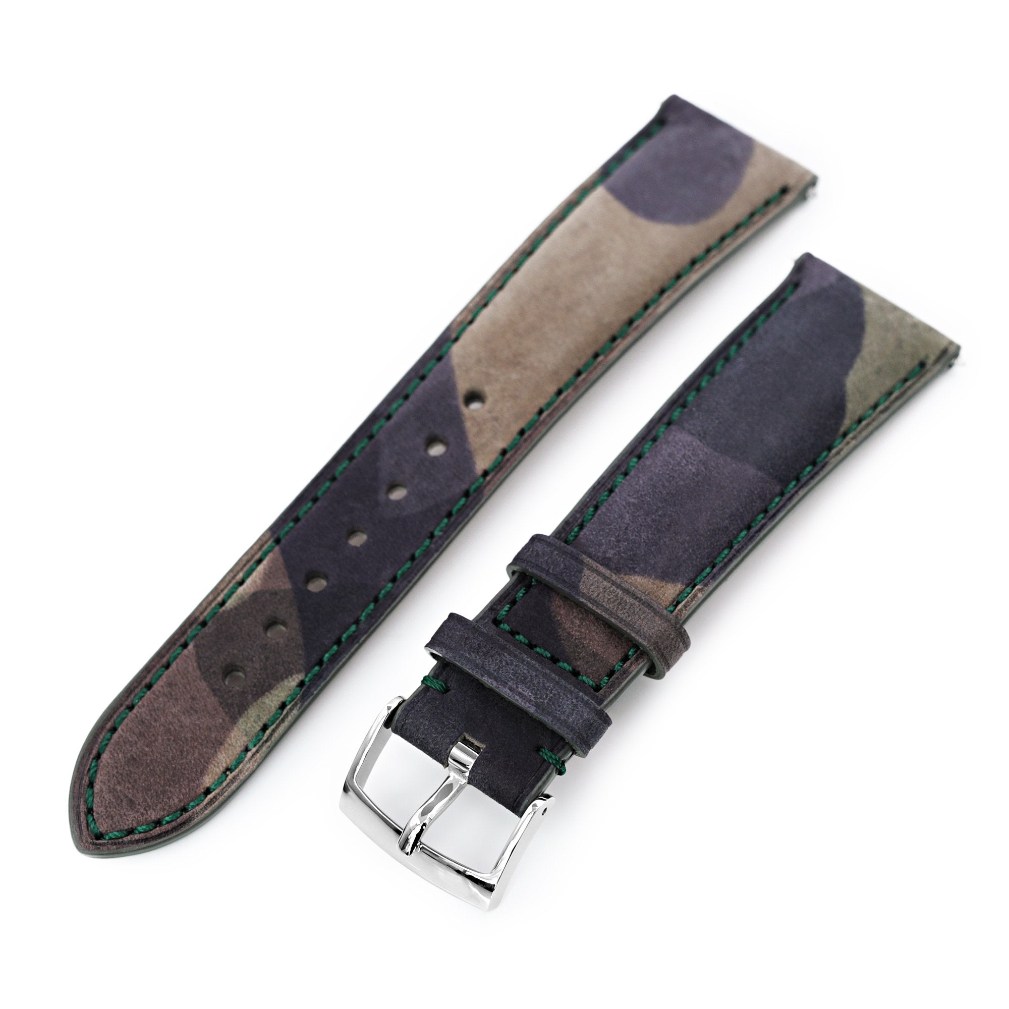 Quick Release, Camo Italian Leather Tapered Watch Strap Strapcode