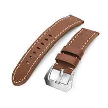 22mm Kastanienbraunes Leder-Uhrenarmband, gerade Form, gebürstete Schließe