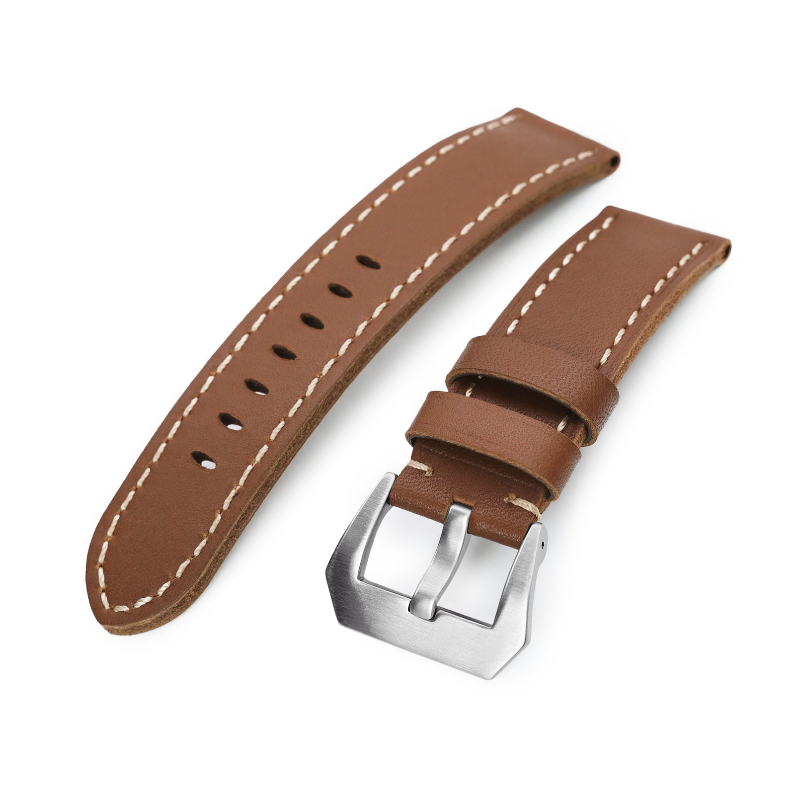 Cinturino Per Orologio Marrone Chiaro E Antracite Con Cuciture Color Crema P Cinturino Per Orologio Marrone Chiaro E Antracite Con Cuciture Color Crema P