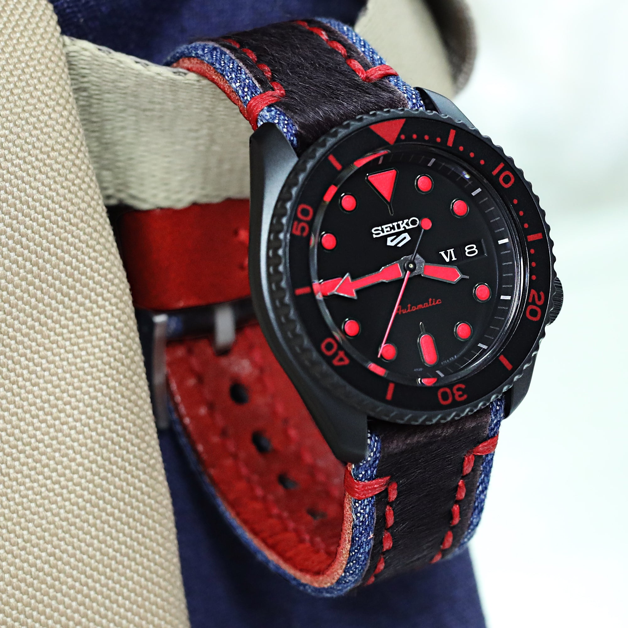  QWZYP Men Belts Man Red Color Leather Strap Automatic