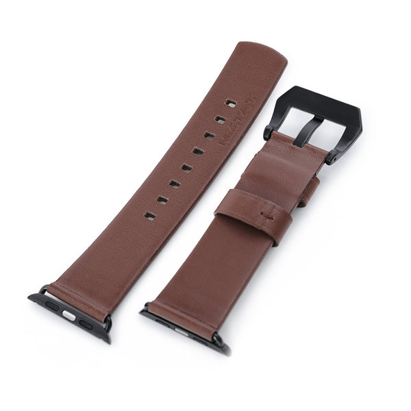 24mm Brown Handmade Apple watch 4, Quick Release Leather Watch Bands -  Strapcode