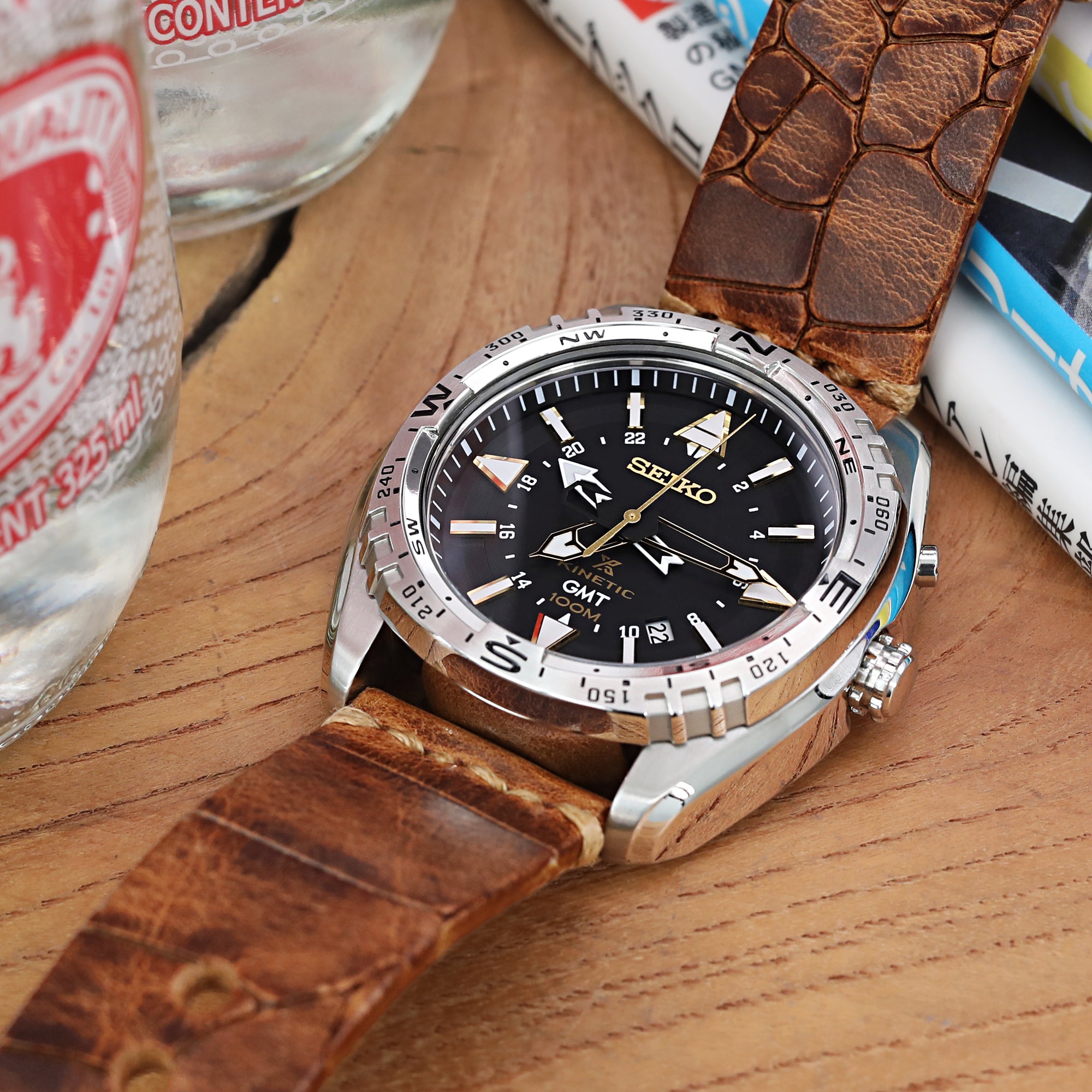 ZRC Bracelet de Montre 12MM - cuir Veau Fait Main Grain Alligator Marron - NEUF ZRC Bracelet de Montre 12MM - cuir Veau Fait Main Grain Alligator Marron - NEUF