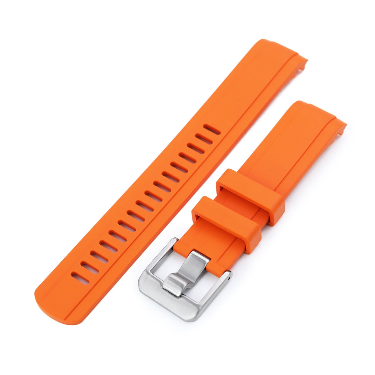 20mm Crafter Blue - Orange Rubber Curved Lug Watch Strap for Seiko Baby MM200 &amp; Mini Turtles SRPC35 Strapcode Watch Bands