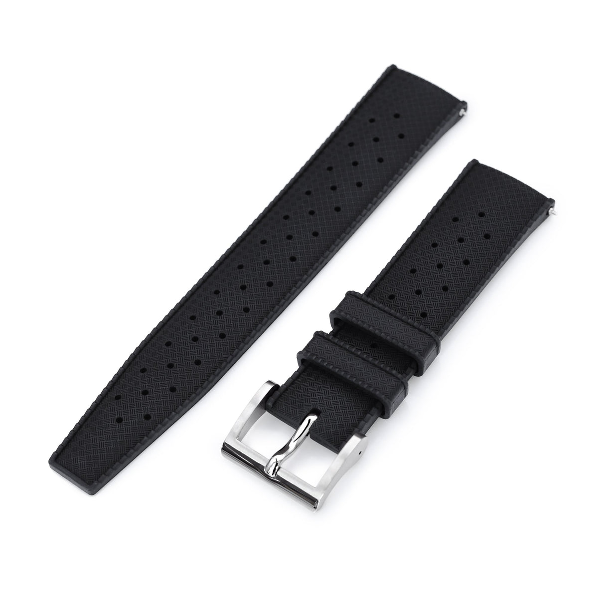 19 20 22 23 mm Black Tropical-Style FKM Rubber Watch Strap | StrapCode