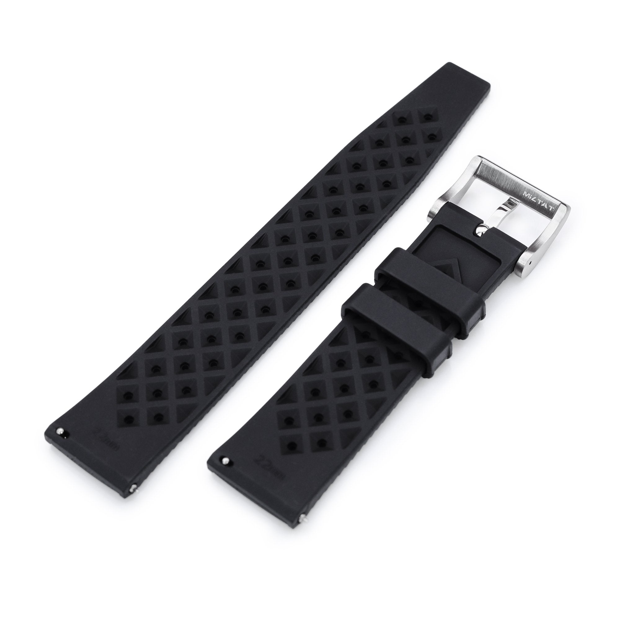 Quick Release Black Tropical-Style Pro FKM rubber watch strap, 20mm or 22mm Strapcode Watch Bands