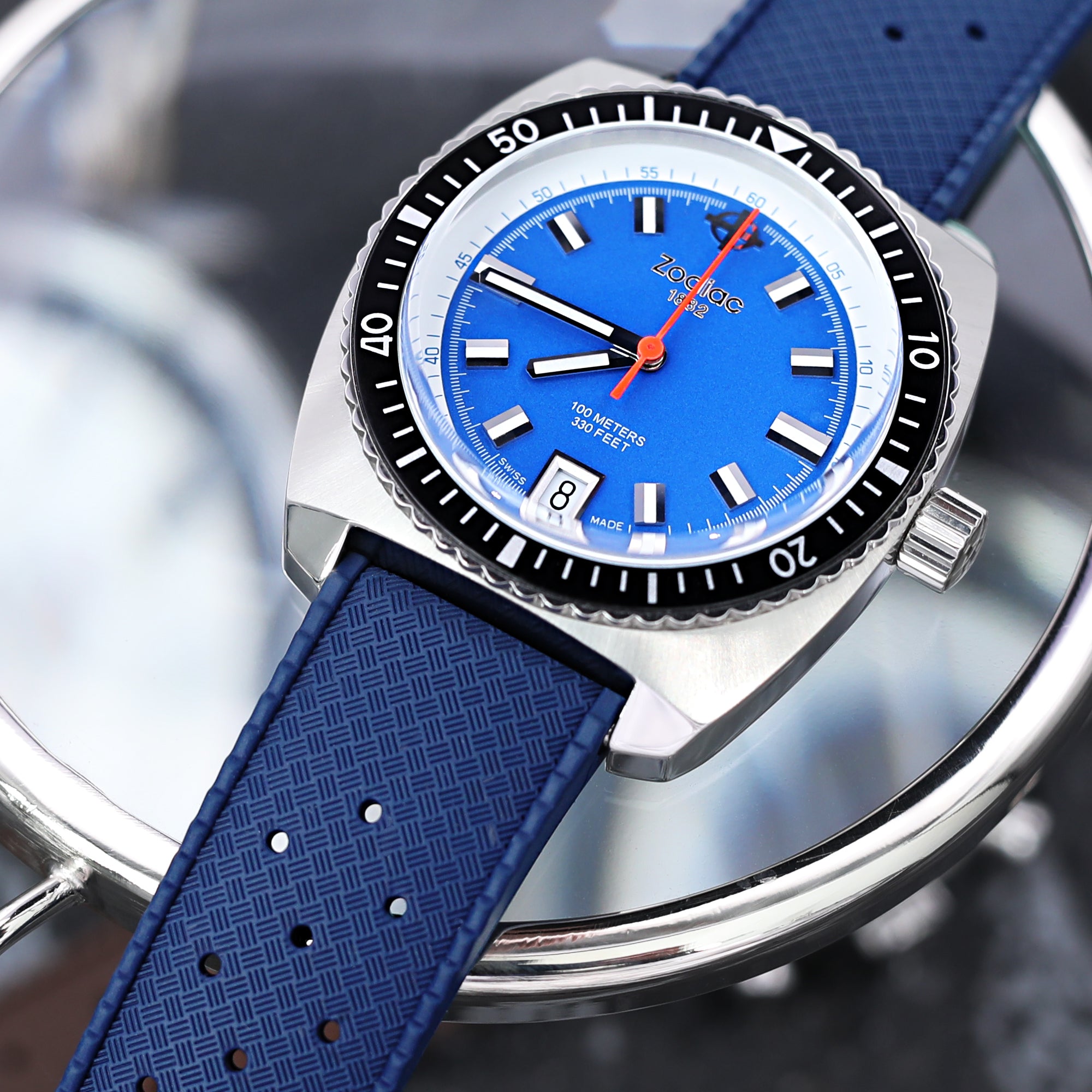 Zodiac Sea Dragon watch ZO2205 Blue Dial Swiss Watch Strapcode Watch Bands