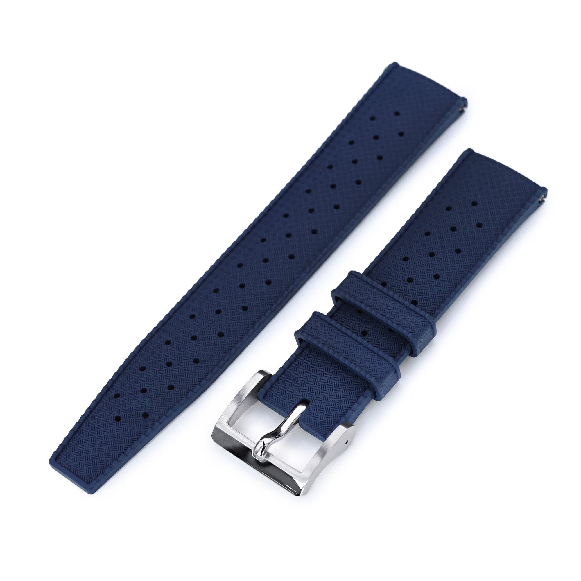 Quick Release Blue Tropical-Style Pro FKM rubber watch strap, 20mm or 22mm Strapcode Watch Bands