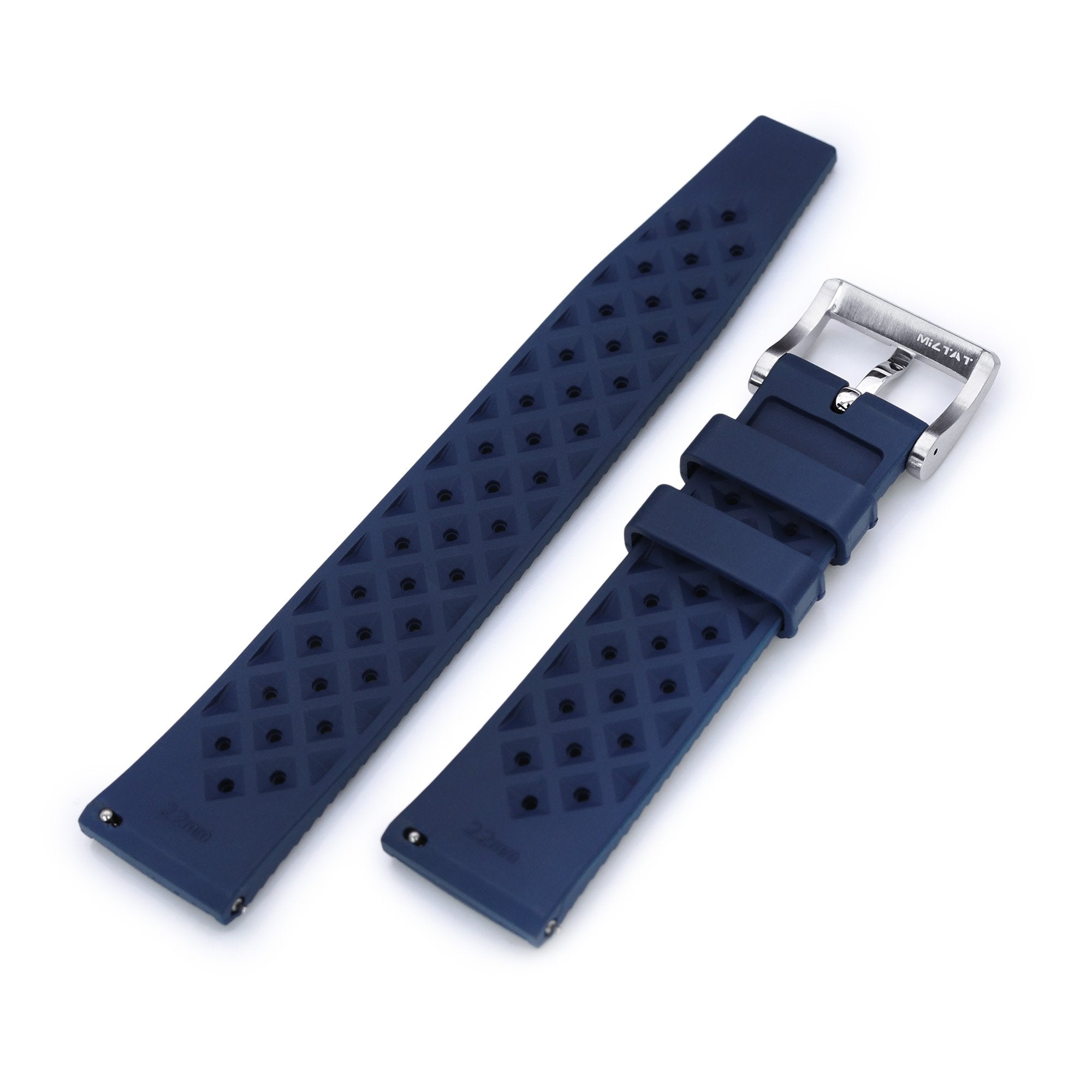 Quick Release Blue Tropical-Style Pro FKM rubber watch strap, 20mm or 22mm Strapcode Watch Bands