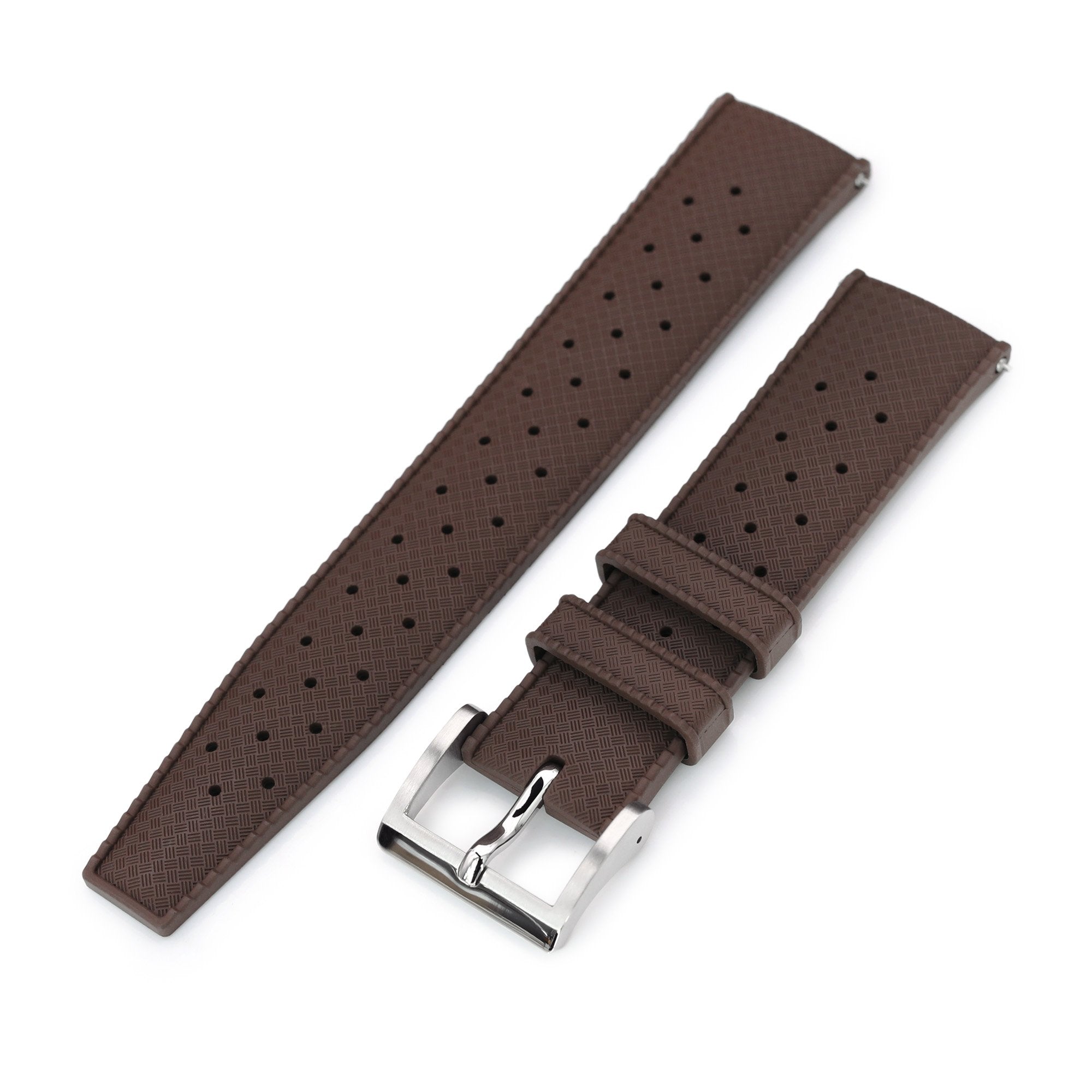 Quick Release Brown Tropical-Style Pro FKM rubber watch strap, 20mm or 22mm Strapcode Watch Bands