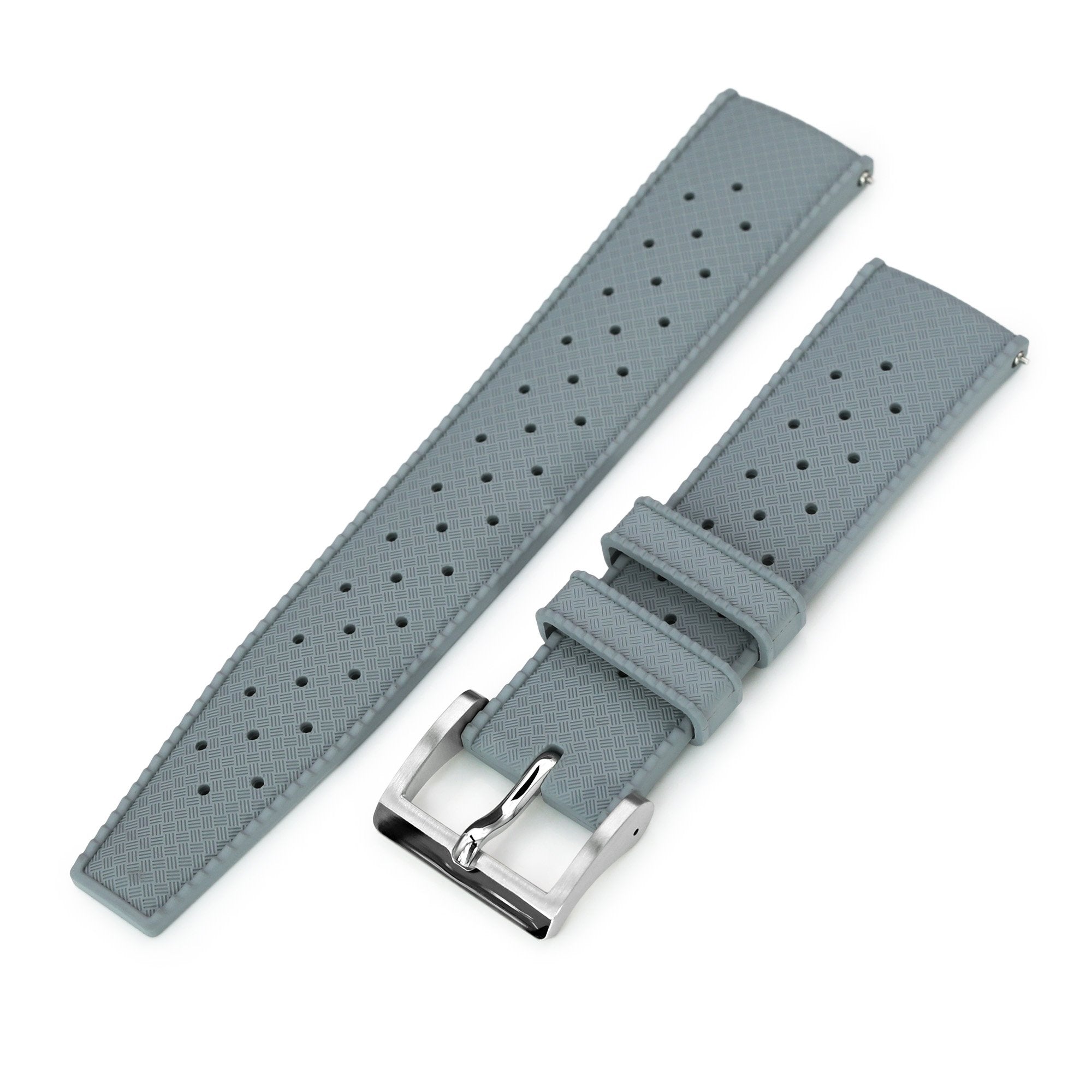 Quick Release Grey Tropical-Style Pro FKM rubber watch strap, 20mm or 22mm Strapcode Watch Bands