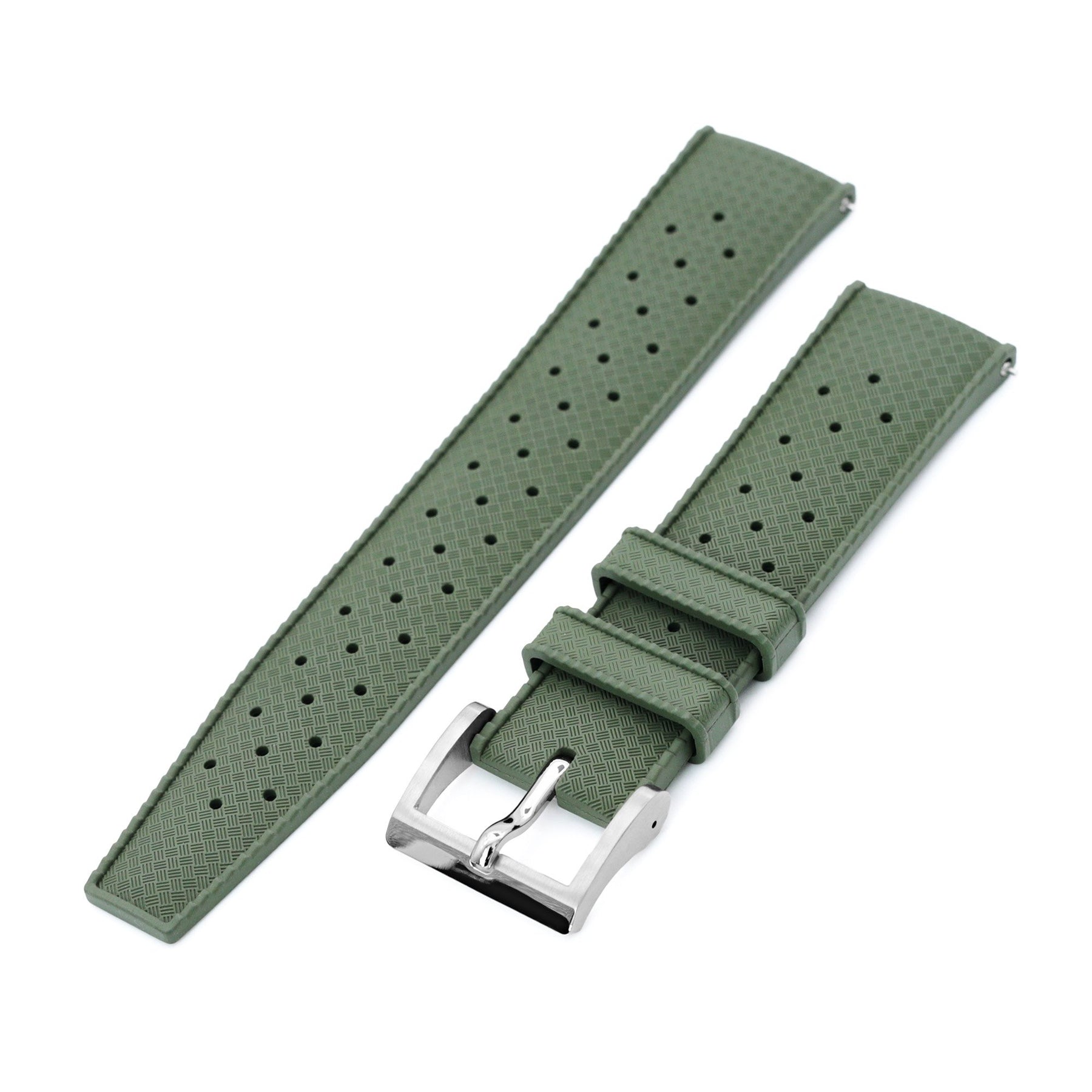 Quick Release Military Green Tropical-style rubber strap | Strapcode