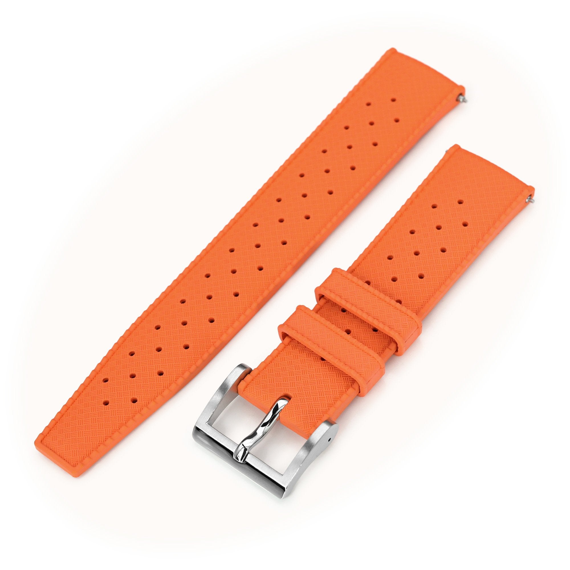 Quick Release Orange Tropical-Style Pro FKM rubber watch strap, 20mm or 22mm Strapcode Watch Bands