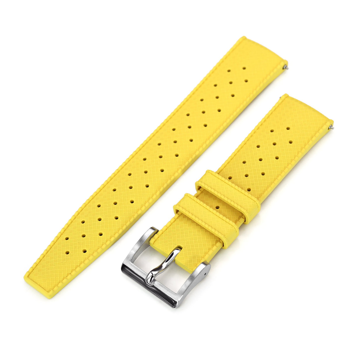 Quick Release Yellow Tropical-Style Pro FKM rubber watch strap, 20mm or 22mm Strapcode Watch Bands