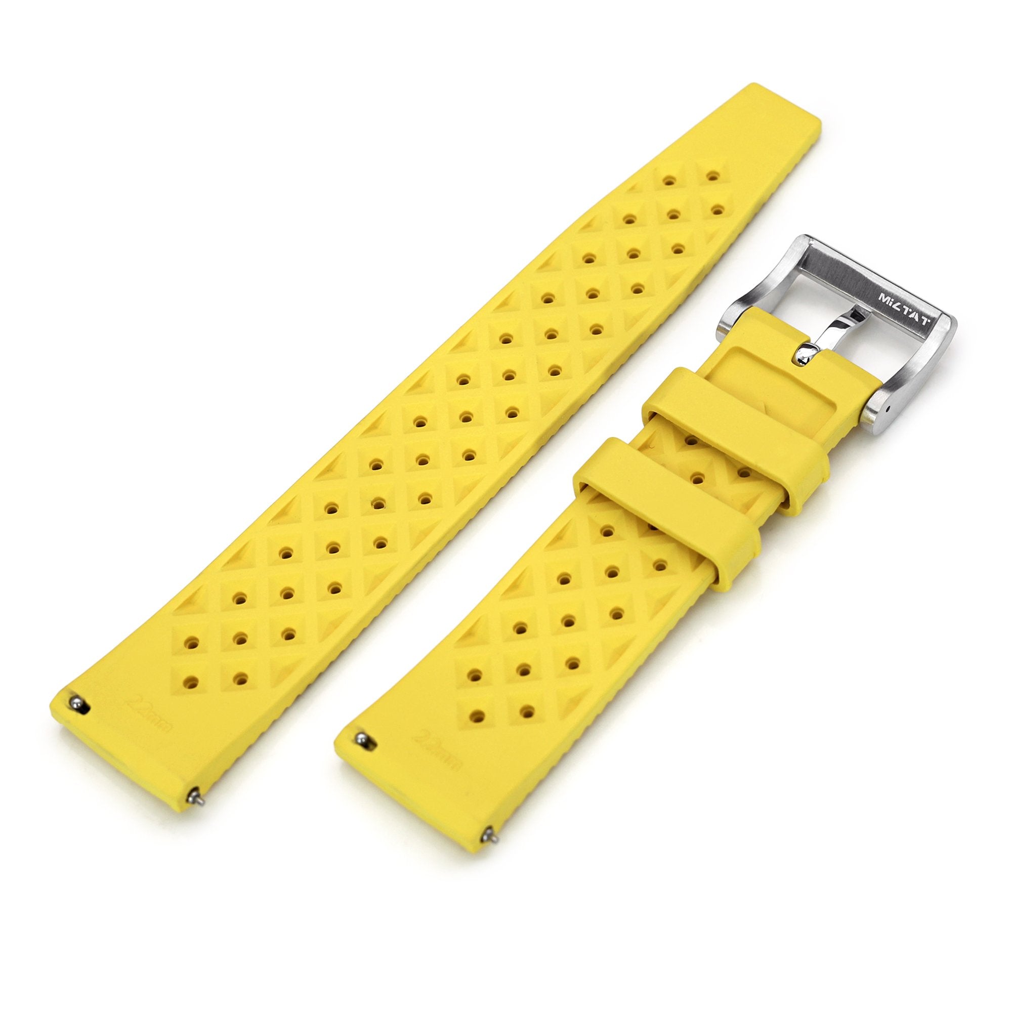 Quick Release Yellow Tropical-style rubber watch strap | Strapcode