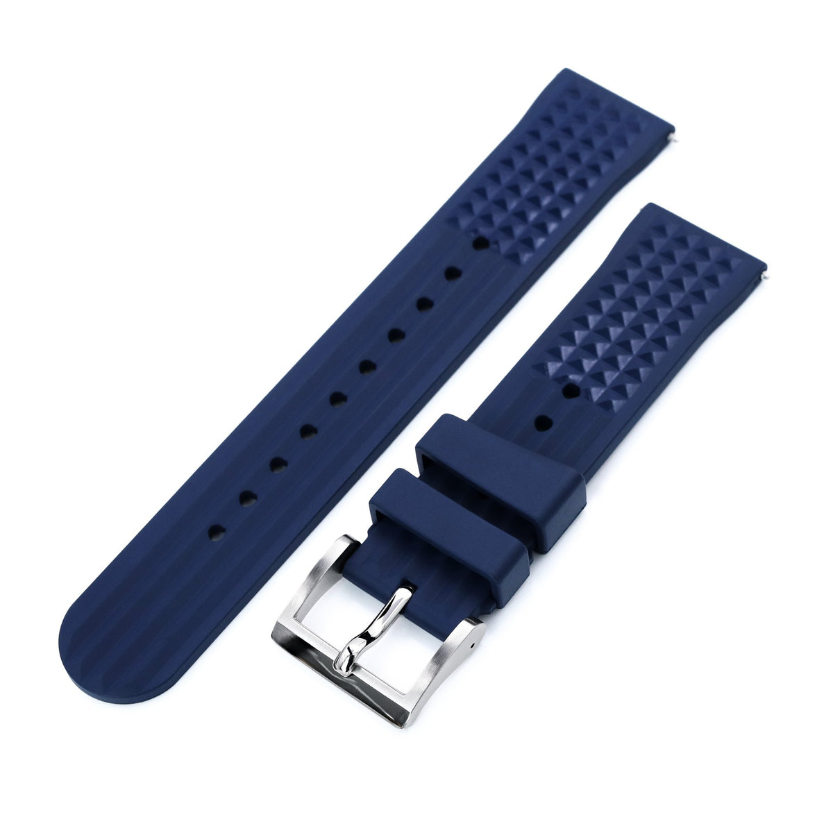 Chaffle Navy Blue FKM Rubber watch strap, 19mm to 22mm Strapcode Watch Bands