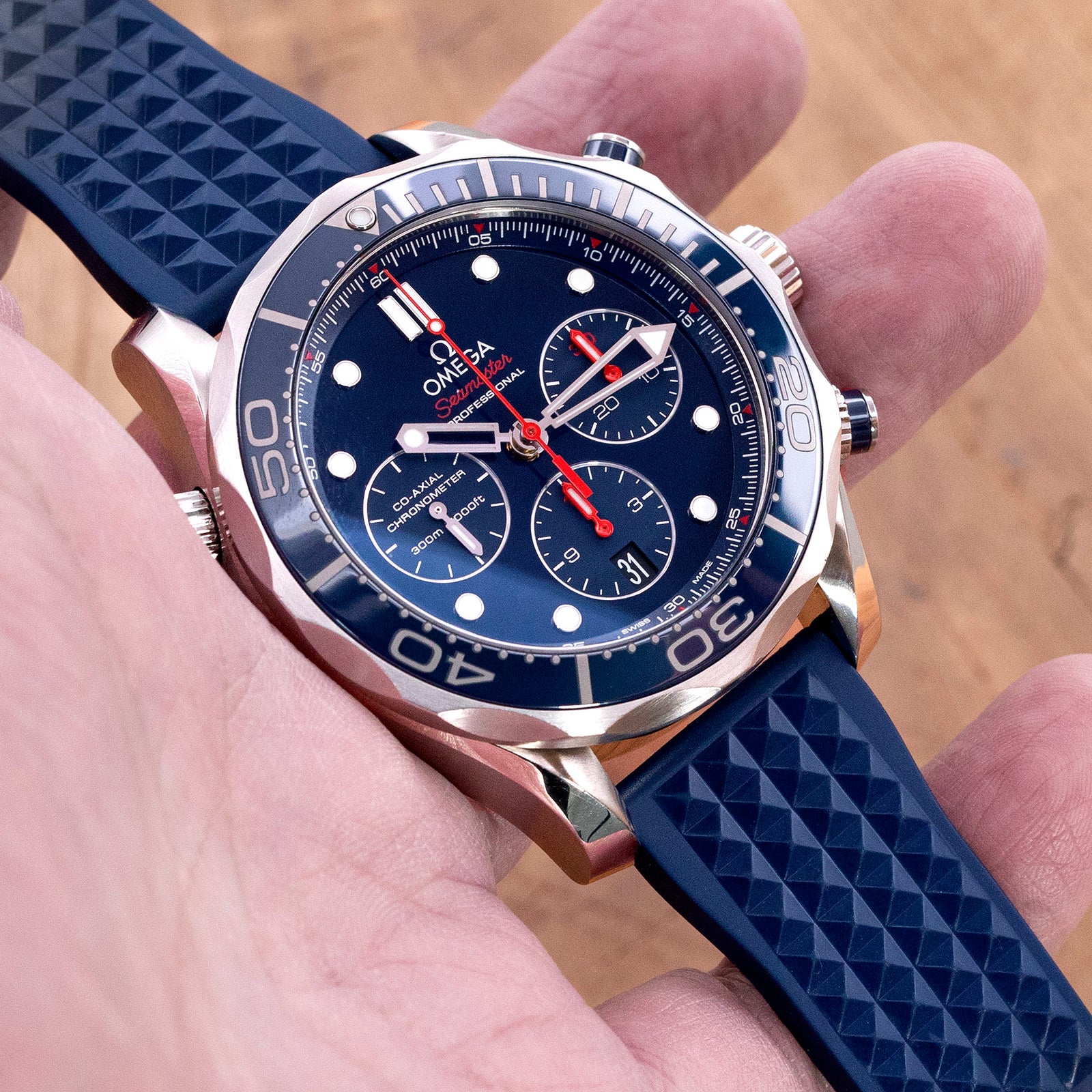 Chaffle Navy Blue FKM Rubber Waffle Watch Band 19mm 22mm