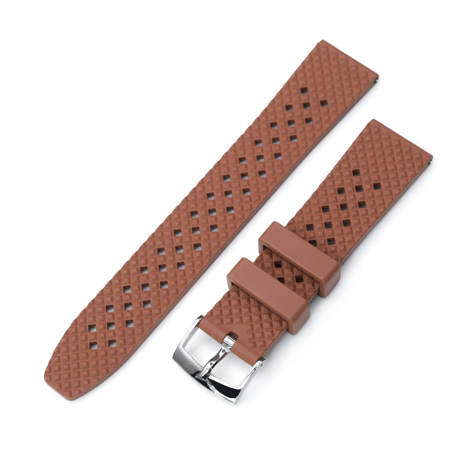 Rhombus Brown FKM Rubber watch strap, 20mm watch band Strapcode