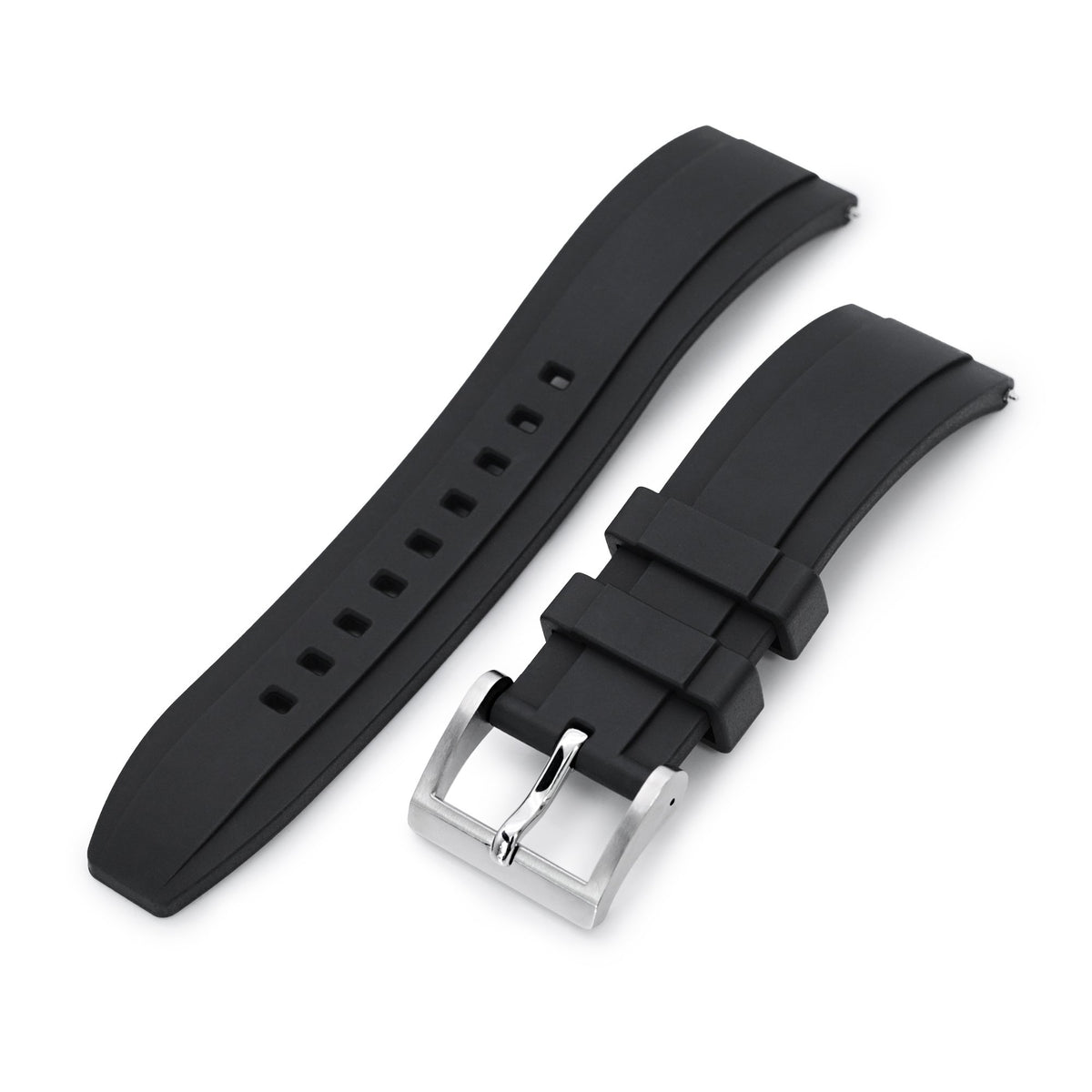 FKM08 Black FKM Quick Release rubber watch strap, 20mm or 22mm Strapcode Watch Bands