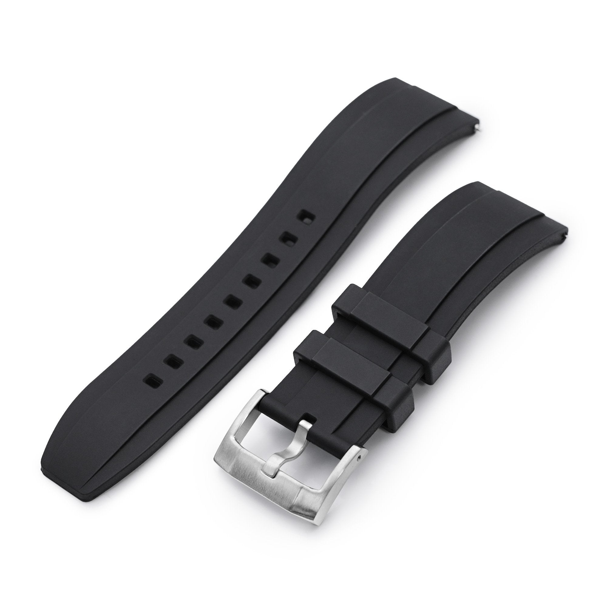 FKM08 Black FKM Quick Release rubber watch strap, 24mm Strapcode Watch Bands