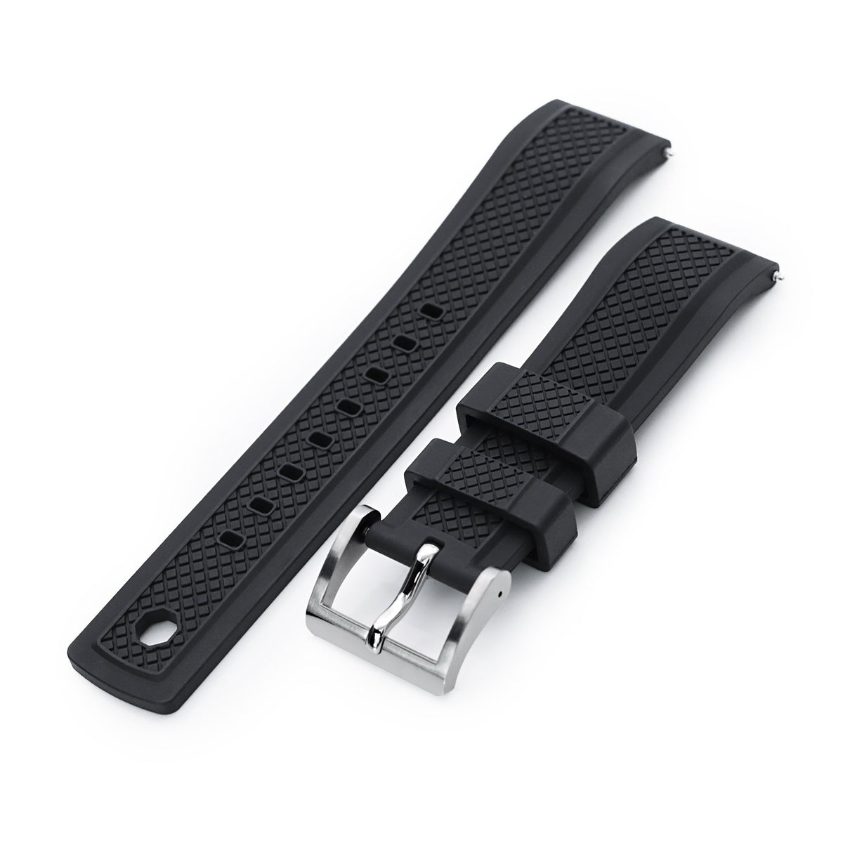 Crisscross Black FKM Quick Release Rubber Strap, 20mm or 22mm Strapcode Watch Bands