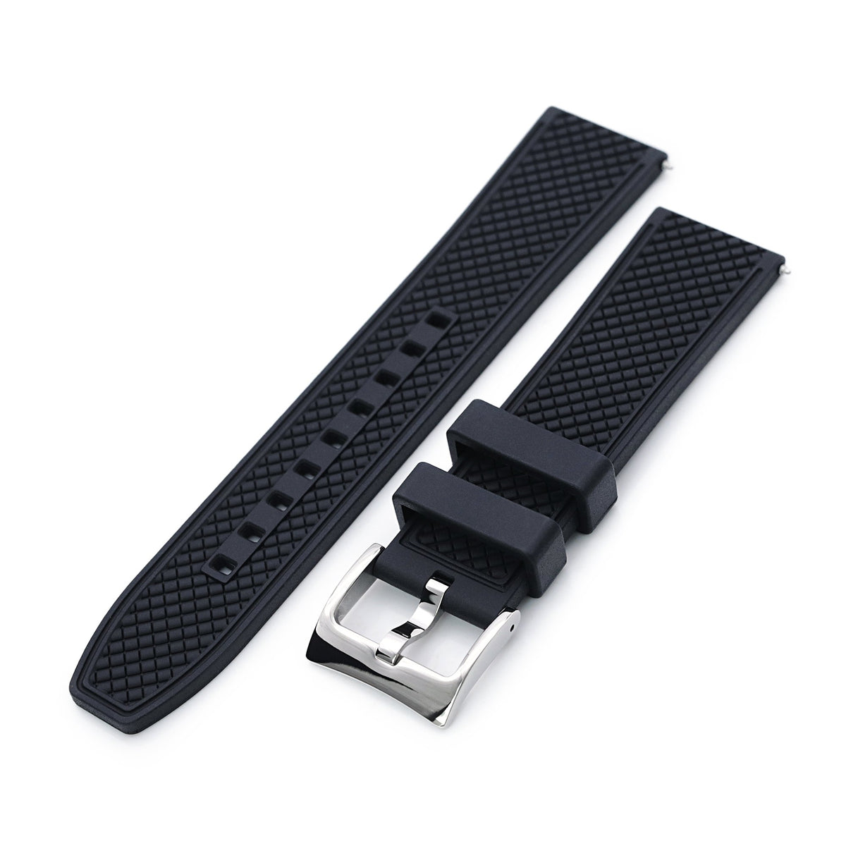 HONEY Black FKM Quick Release Rubber Strap, 20mm or 22mm Strapcode Watch Band