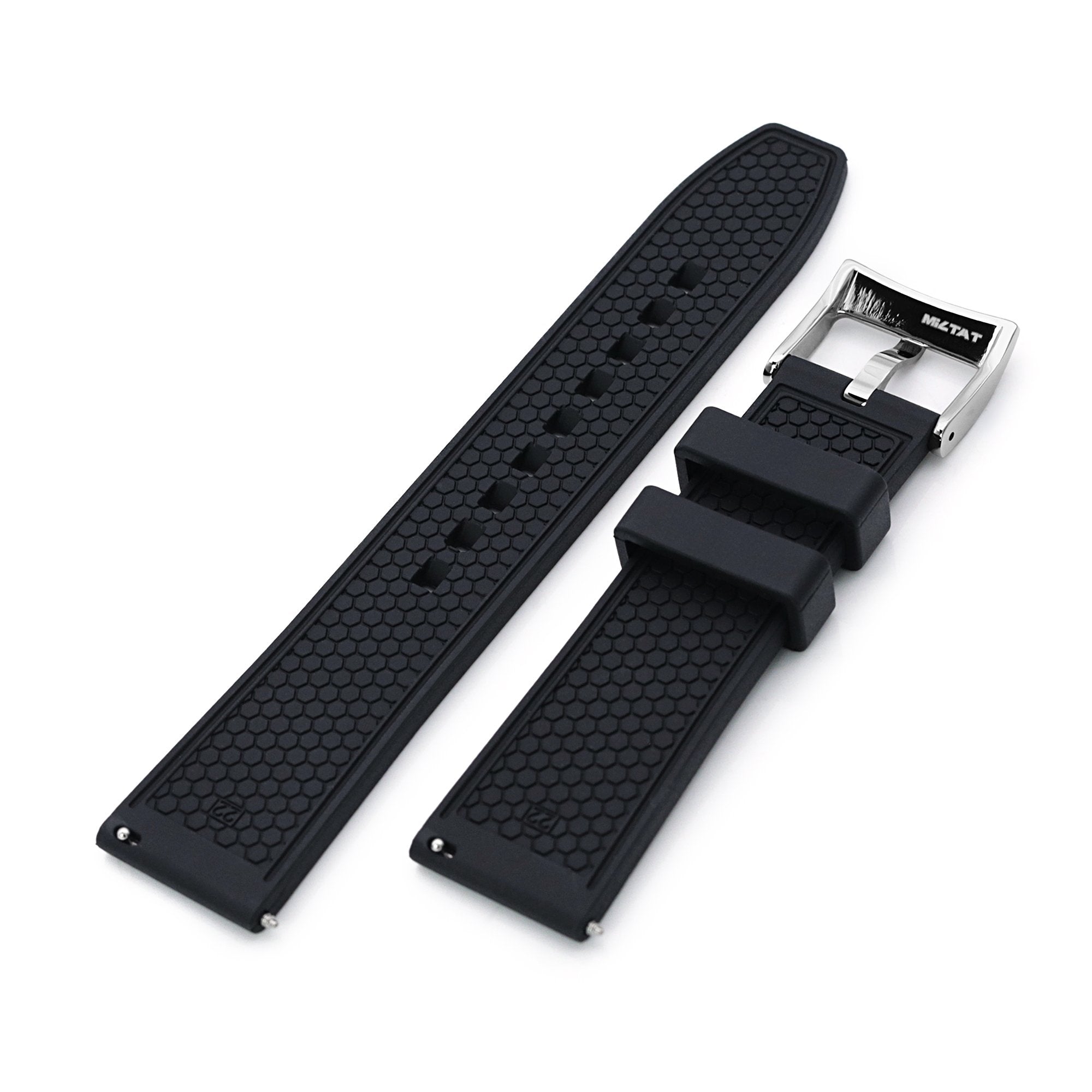 HONEY Black FKM Quick Release Rubber Strap, 20mm or 22mm Strapcode Watch Band