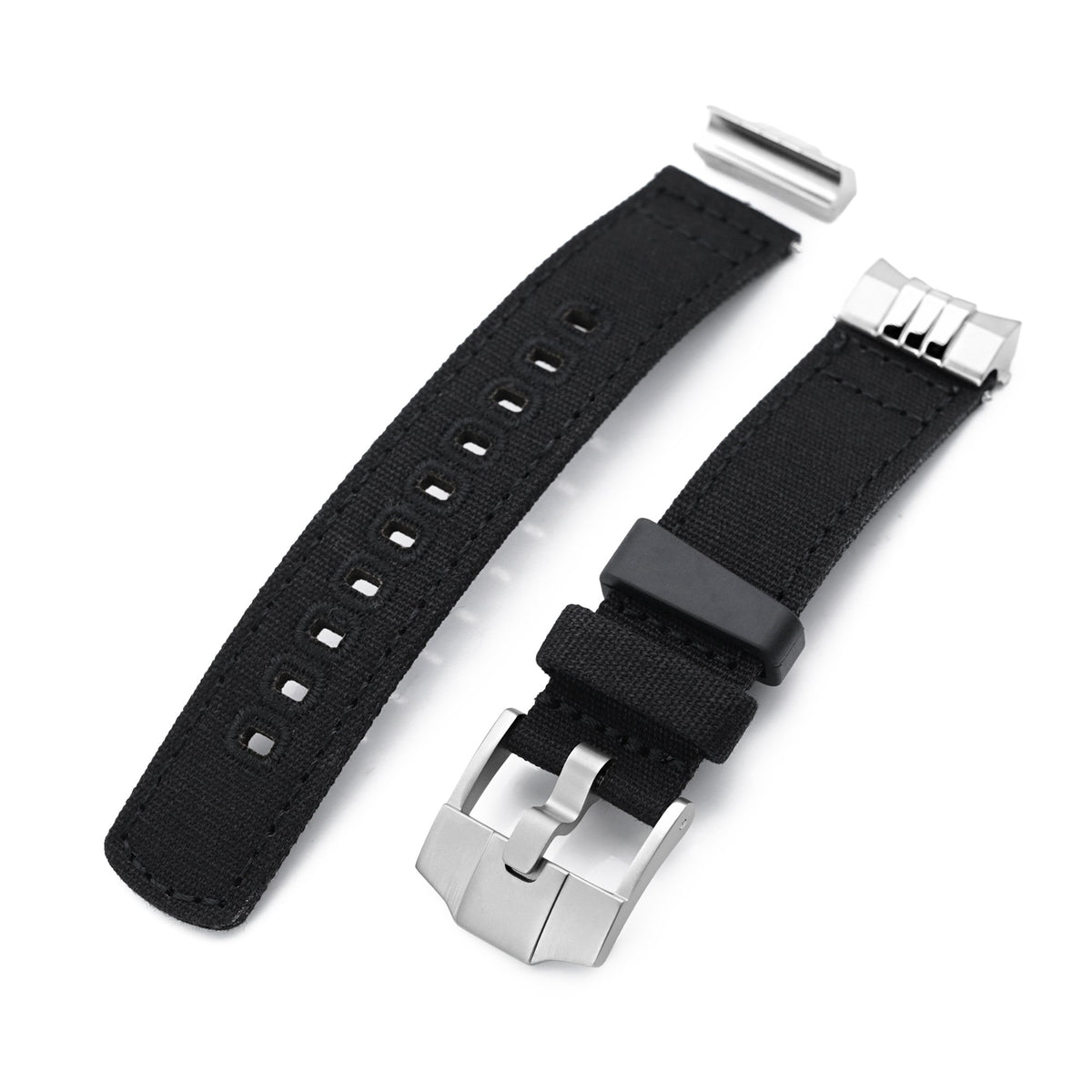 Black Quick Release Canvas + Add-on End Piece watch strap for Seiko Sumo SPB103 Strapcode Watch Bands