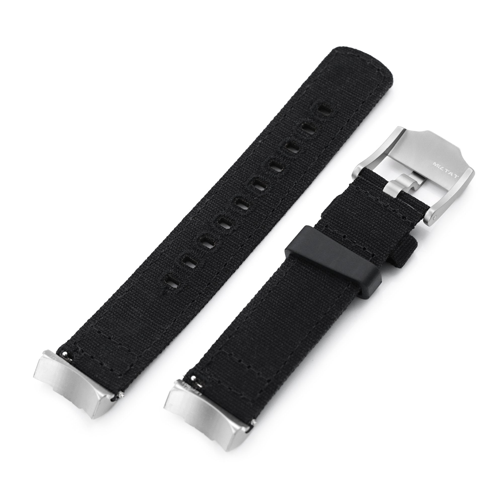 Black Quick Release Canvas + Add-on End Piece watch strap for Seiko Sumo SPB103 Strapcode Watch Bands