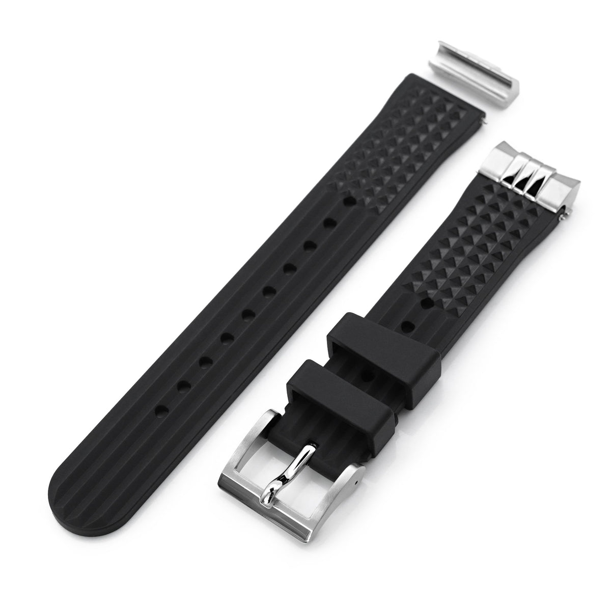Chaffle Black FKM Rubber + Add-on End Piece watch strap for Seiko Sumo SPB103 Strapcode Watch Bands
