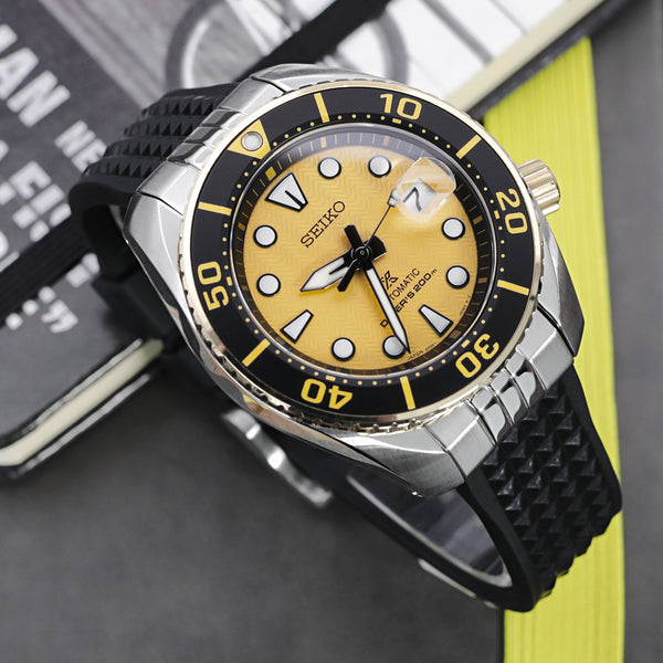 Curve Endpiece Chaffle Waffle FKM Seiko Sumo Watch Bands by