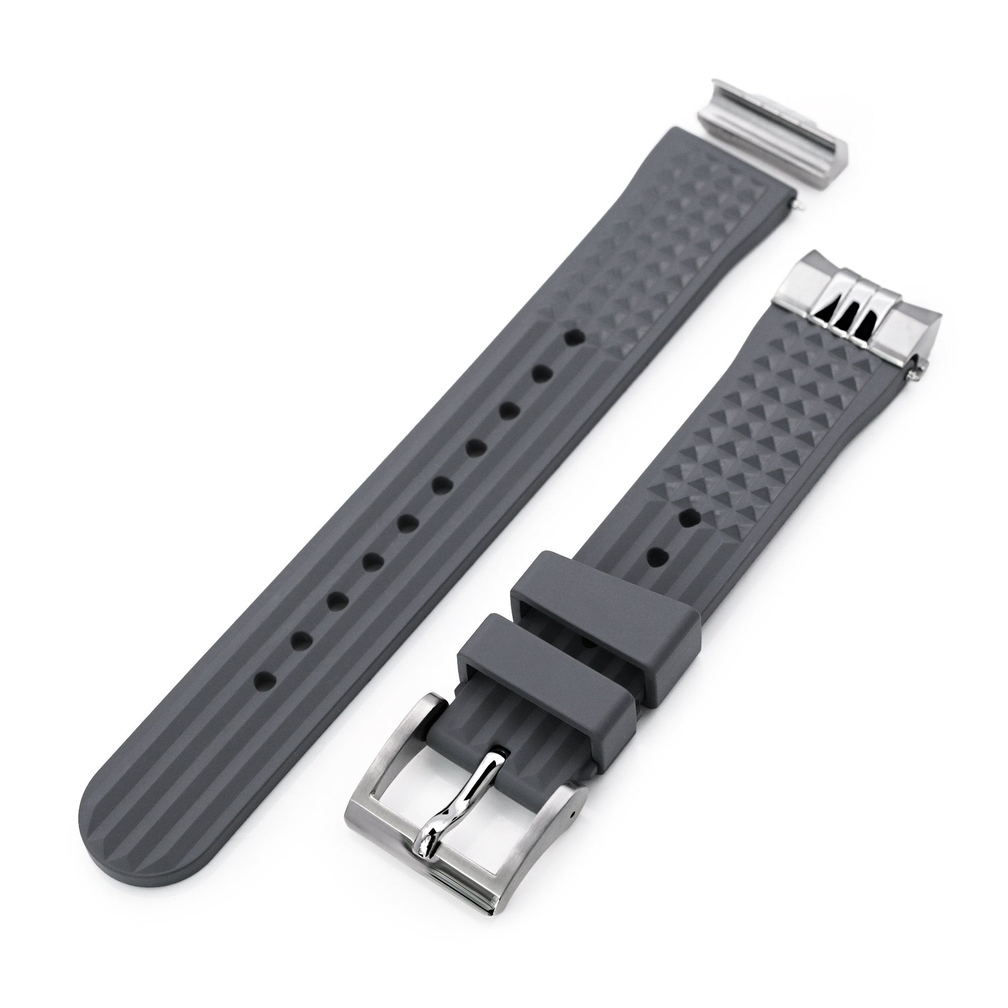 Chaffle Military Grey FKM Rubber + Add-on End Piece watch strap for Seiko Sumo SPB103 Strapcode Watch Bands