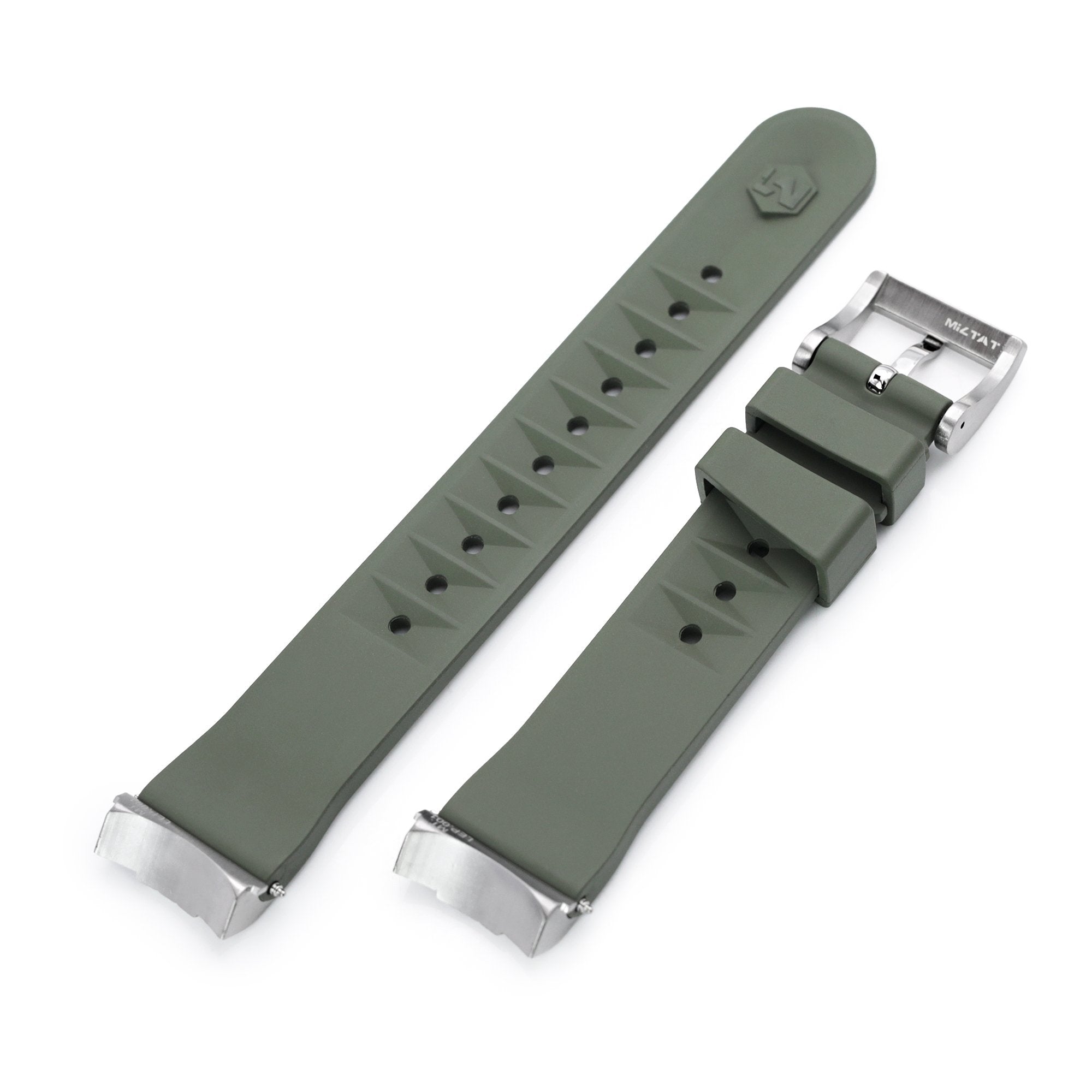 Chaffle Military Green FKM Rubber + Add-on End Piece watch strap for Seiko Sumo SPB103 Strapcode Watch Bands