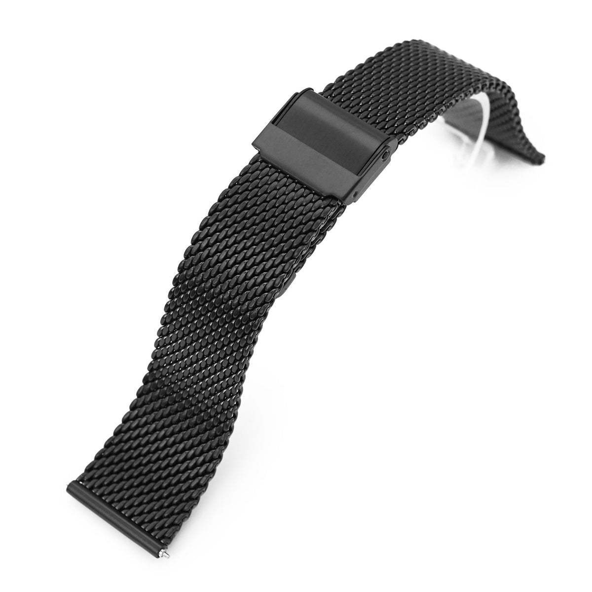 Quick Release Tapered Milanese Mesh Watch Band, PVD Black Strapcode Watch Bands