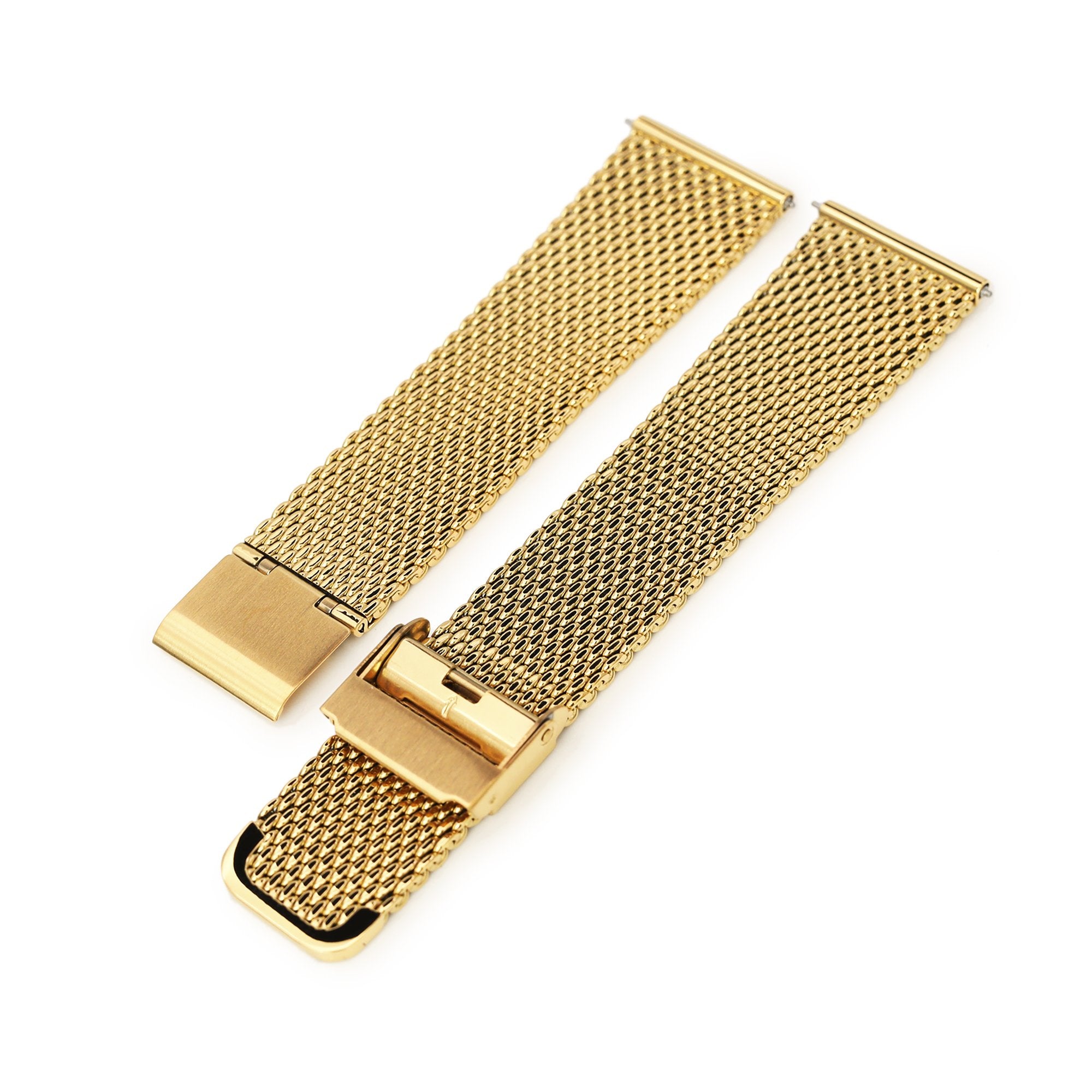 Quick Release Tapered Milanese Mesh Watch Band, IP Gold Strapcode Watch Bands