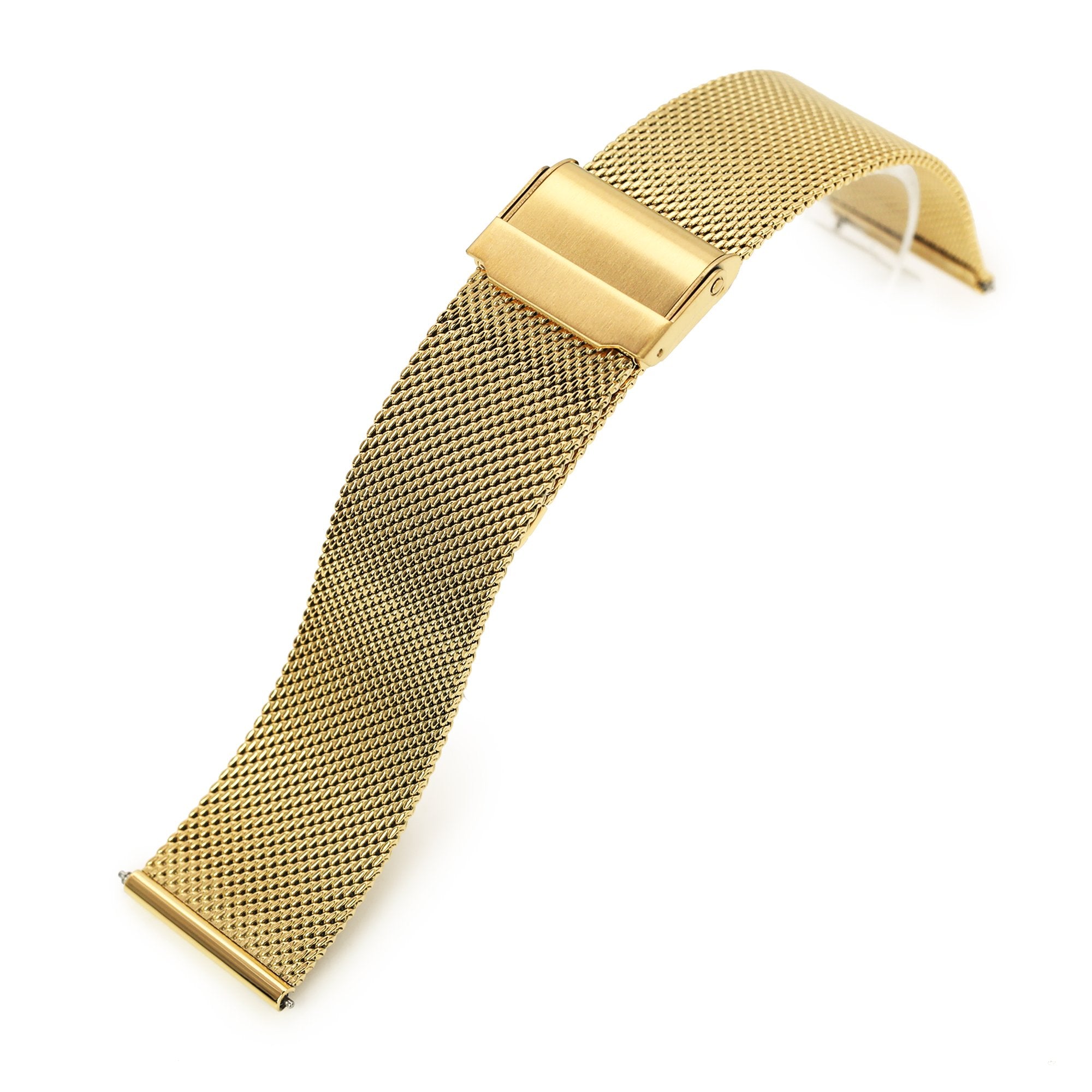 White Ceramic watch strap type bracelet in gold plating 