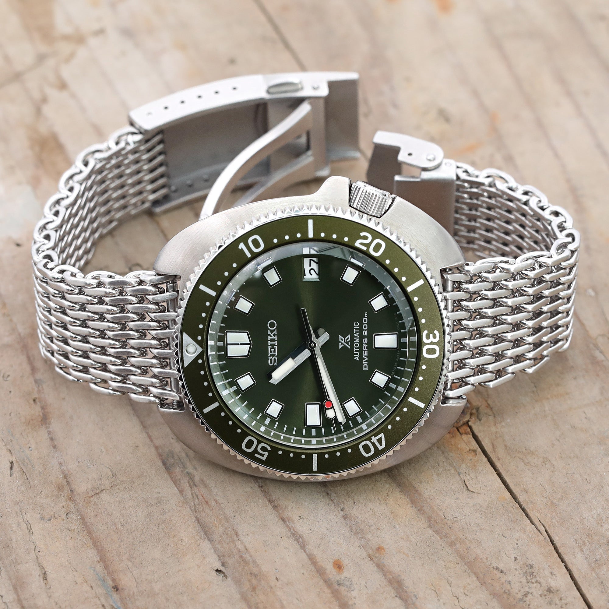 20mm Tapered "SHARK" Mesh Band Watch Bracelet Brushed Strapcode