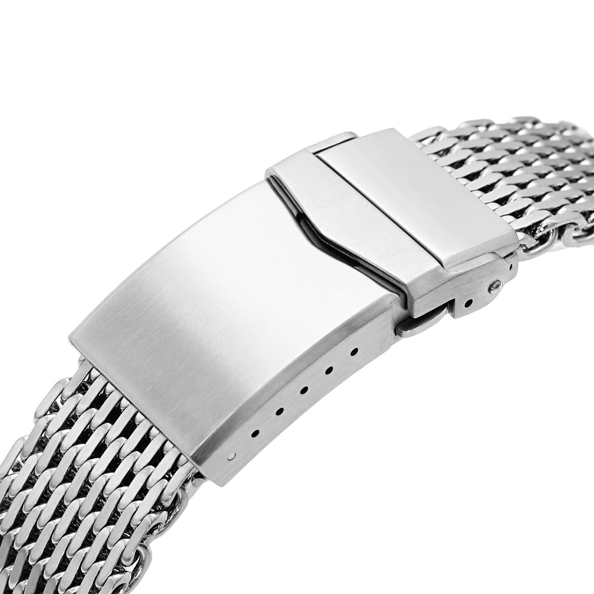 20mm Brushed Tapered Winghead &quot;SHARK&quot; Mesh watch band, V-Clasp Strapcode Watch Bands