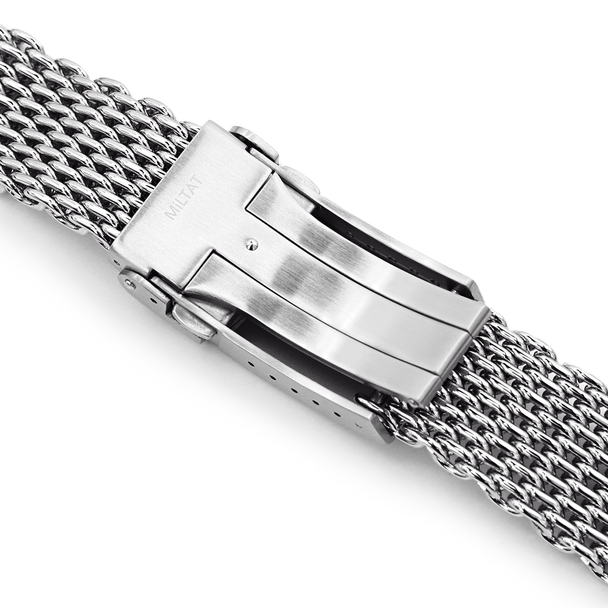 20mm Polished Tapered Winghead "SHARK" Mesh watch band, V-Clasp Strapcode Watch Bands