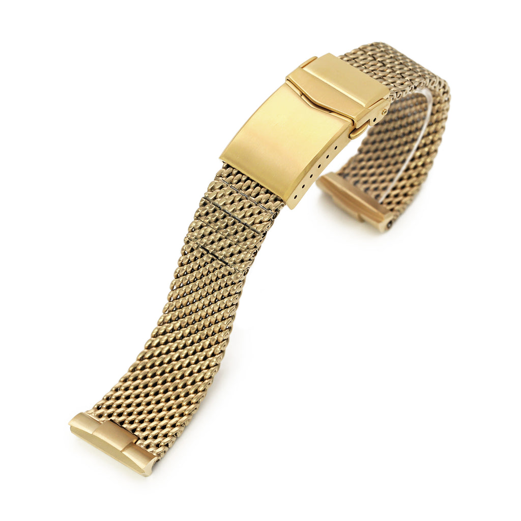 Curved Endlink Massy Mesh Watch Bands for Seiko Gold Turtle