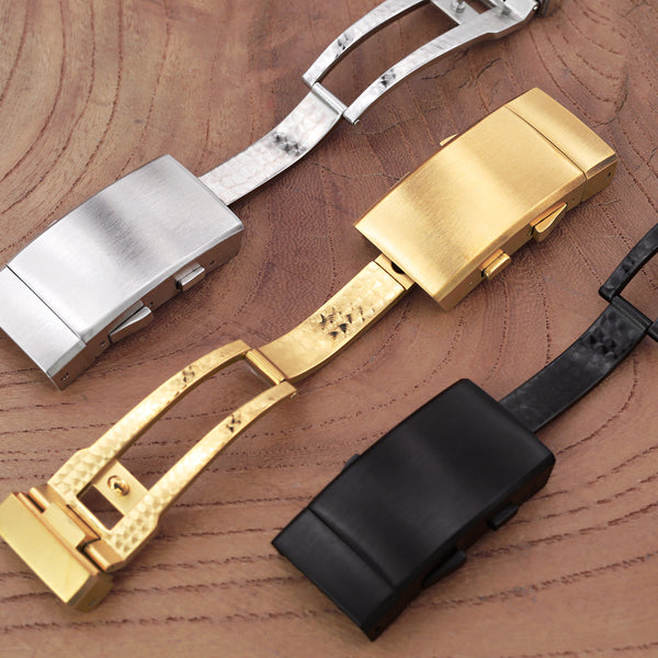 18mm Wetsuit Ratchet Watch Buckle / Gold Diver Clasp | Strapcode