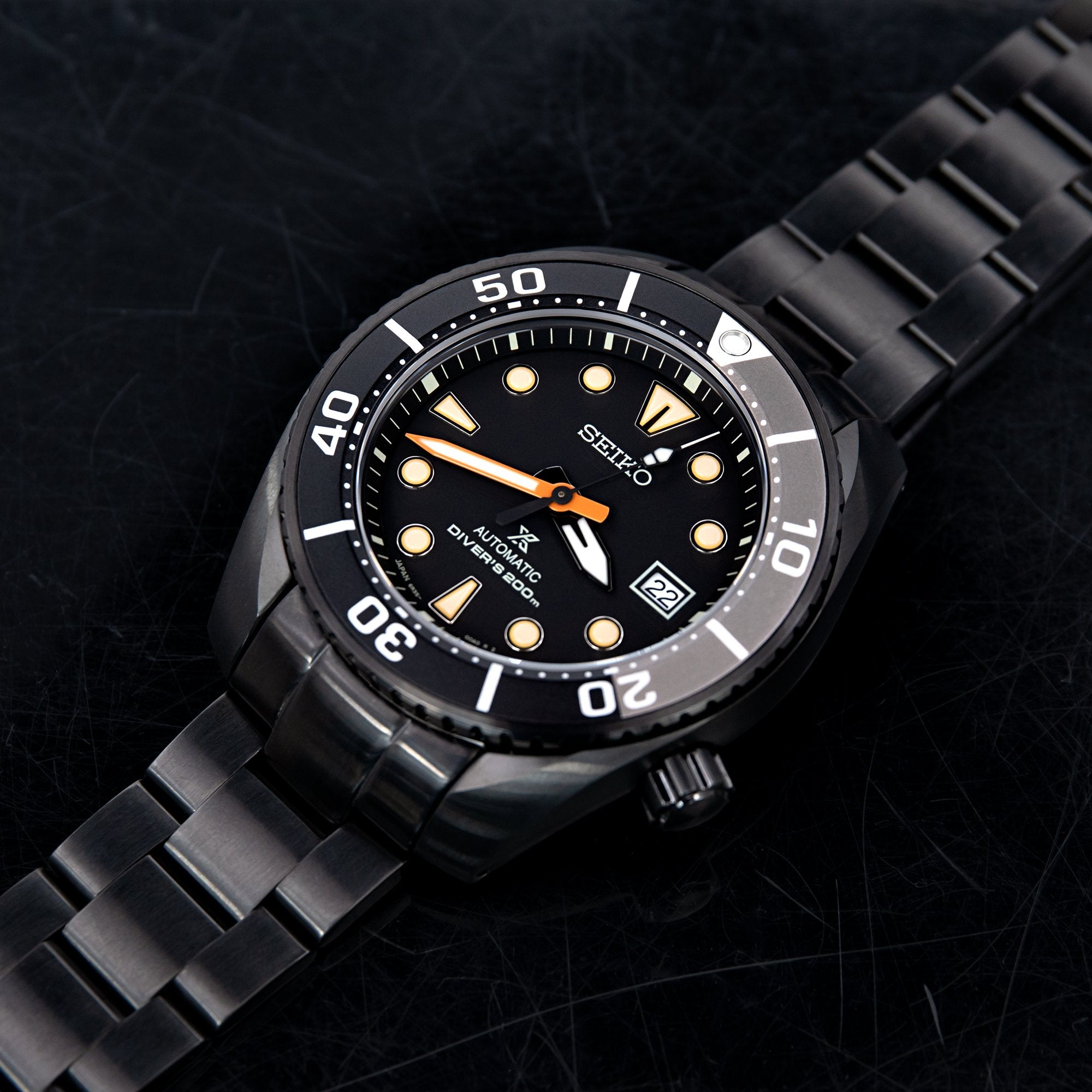 20mm Black DLC Super-O Boyer Band for Seiko Sumo SPB125 StrapCode