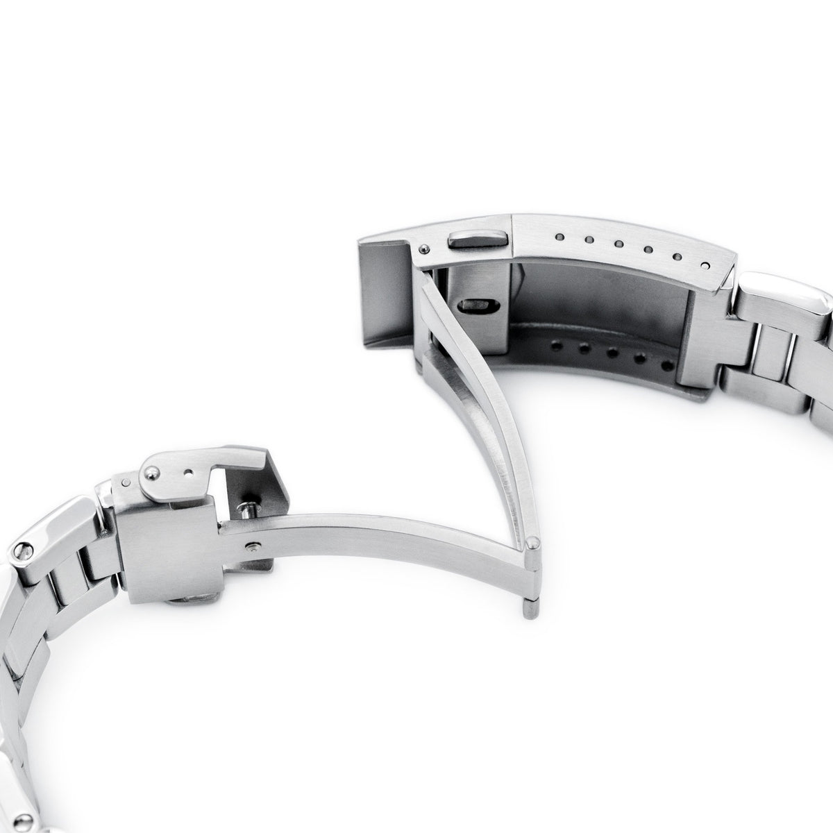 22mm Retro Shaver Blade QR Watch Band Straight End Quick Release, 316L Stainless Steel Brushed V-Clasp Strapcode Watch Bands