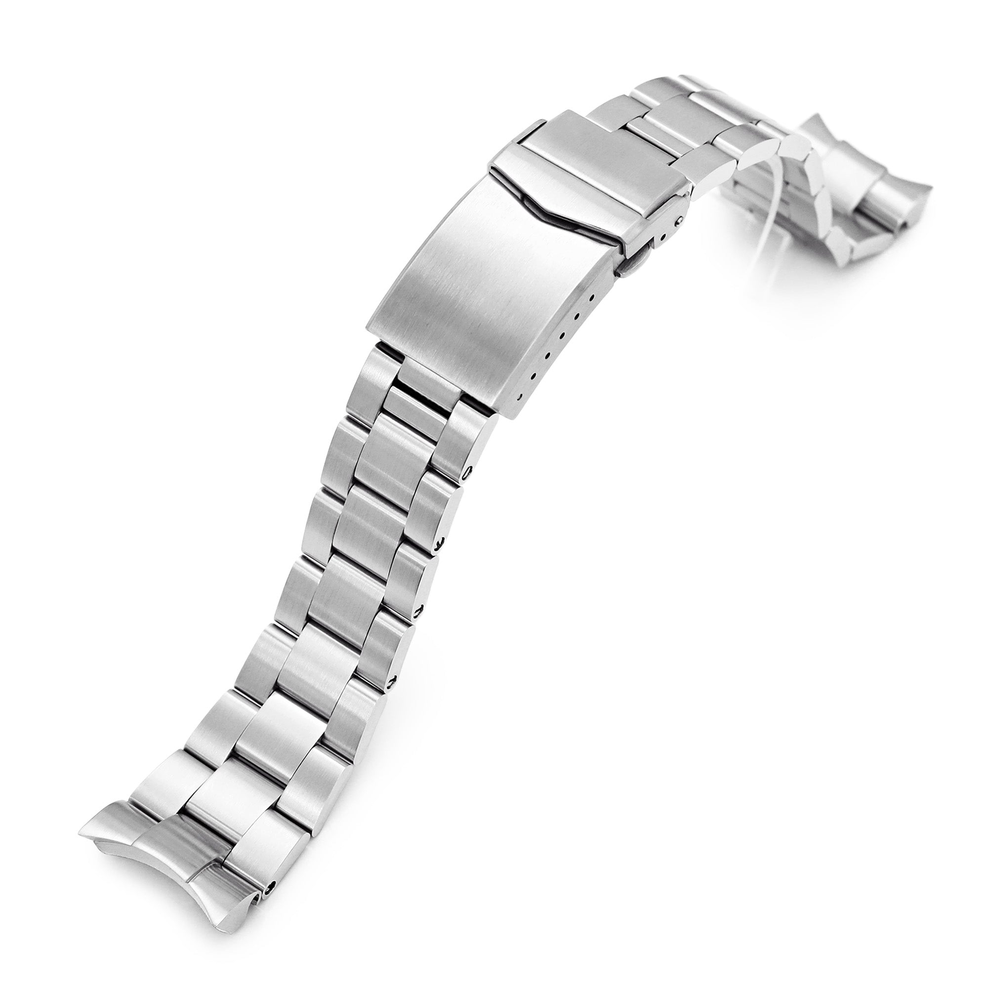 22mm Super-O Boyer 316L Stainless Steel Watch Band for Orient Mako II , Ray II, V-Clasp Button Double Lock Strapcode Watch Bands