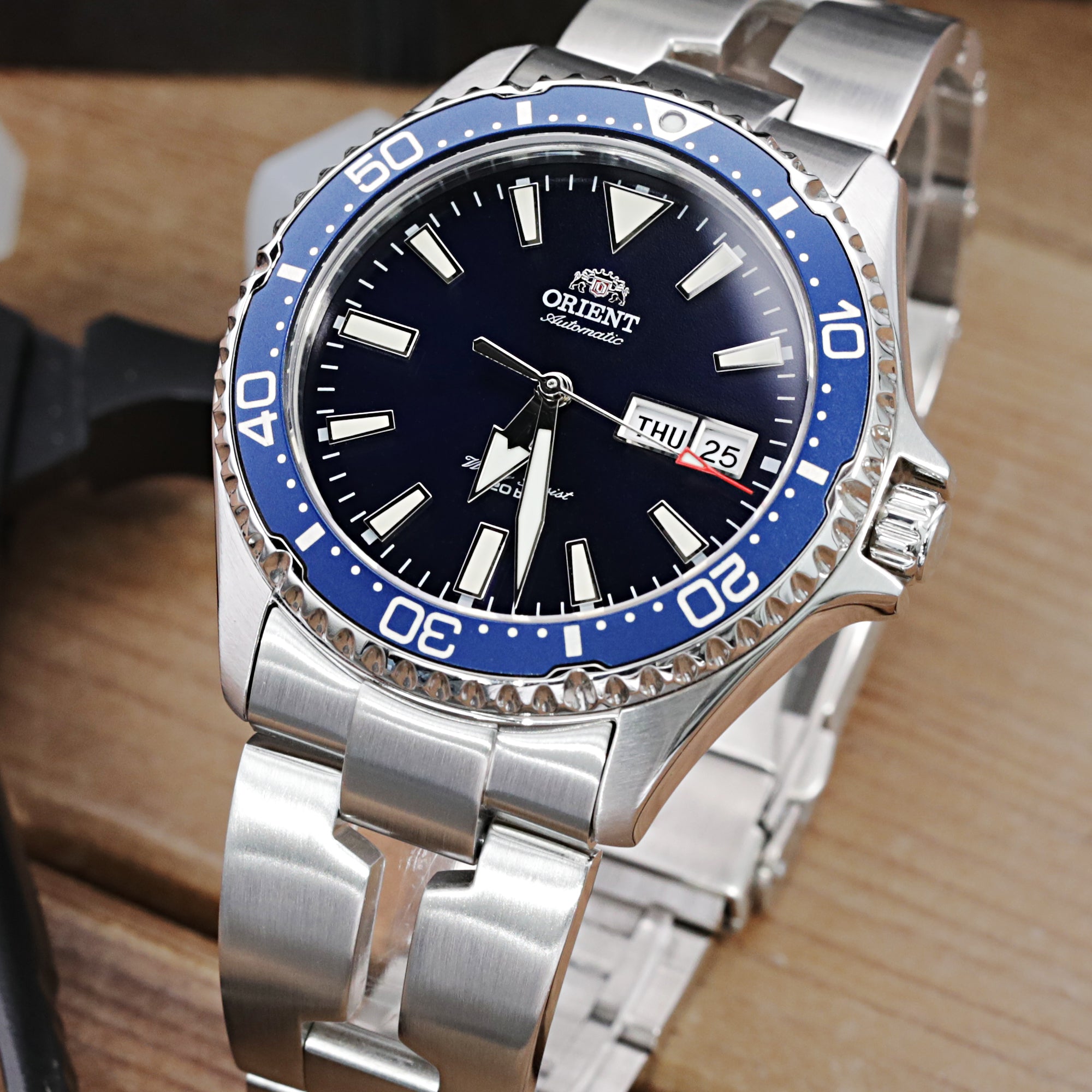 22mm Retro Razor 316L Stainless Steel Watch Bracelet for Orient Kamasu Brushed V-Clasp Strapcode Watch Bands