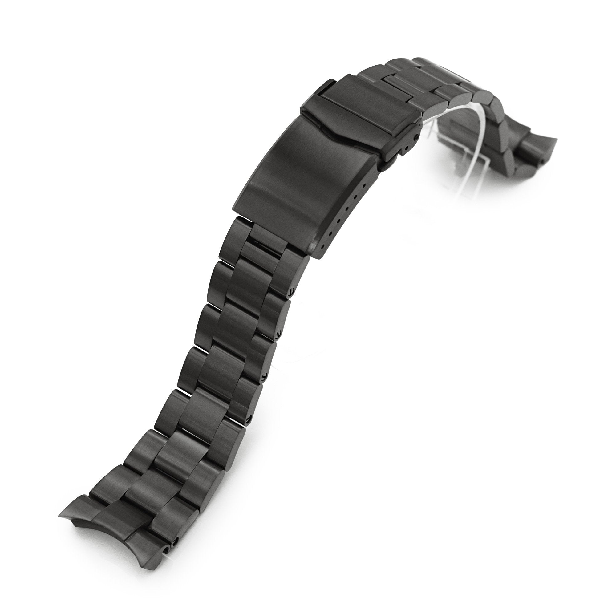 22mm Super-O Boyer Watch Band for Orient Black Kamasu, 316L Stainless Steel PVD Graphite Color V-Clasp Strapcode watch bands